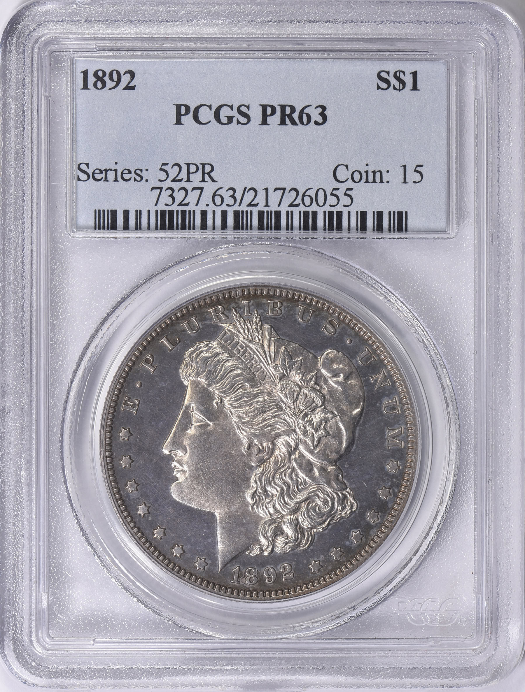 1892 Morgan Silver Dollar PCGS Proof-63 (Toned) (Item 1753538 ...