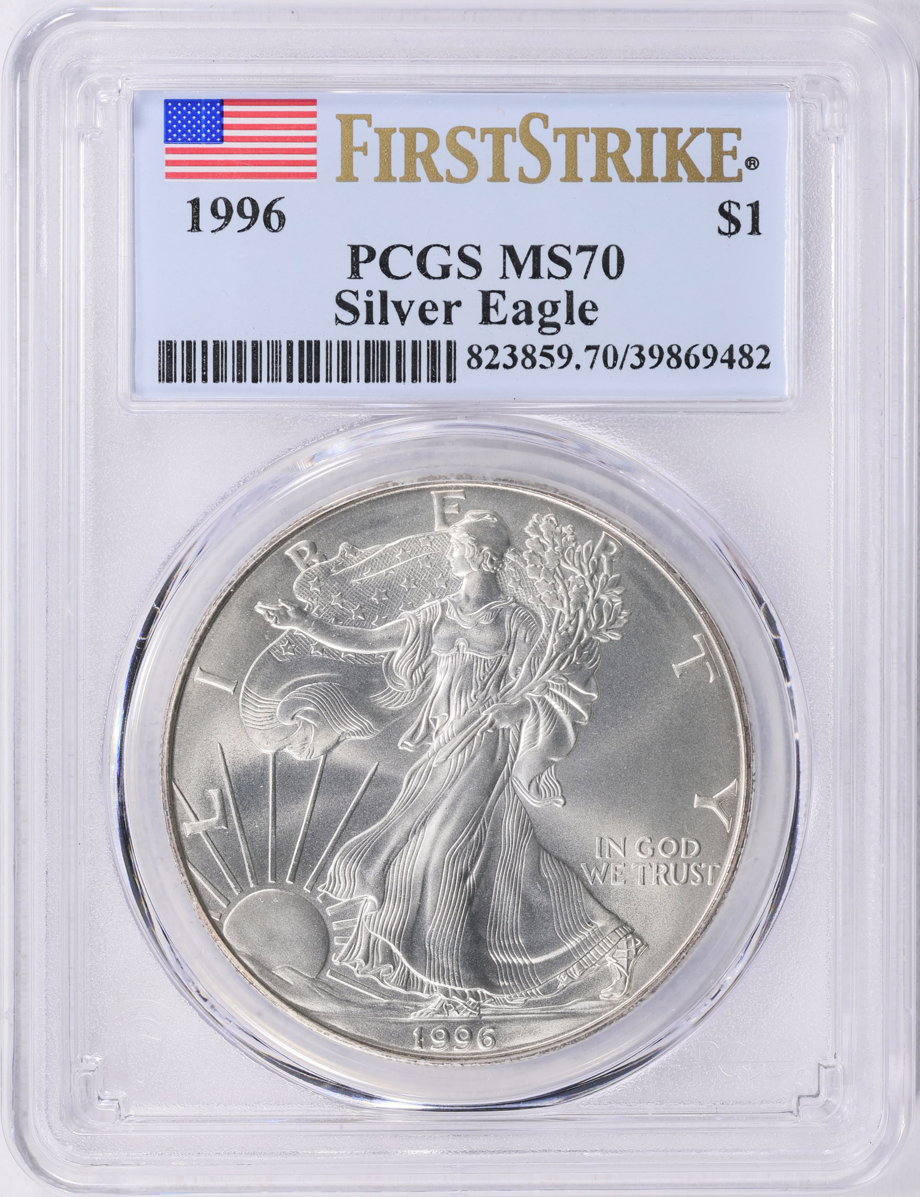 1996 $1 Silver Eagle First Strike PCGS MS-70 (Item 1754027