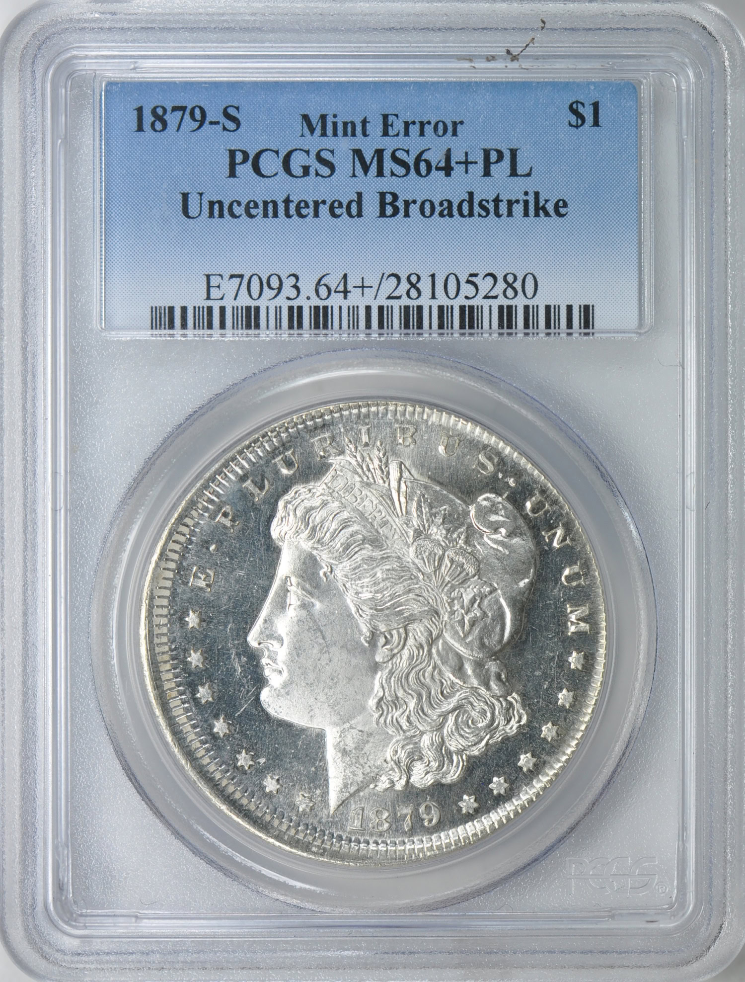 Mint Error 1879-s Morgan Silver Dollar Uncentered Broadstrike PCGS