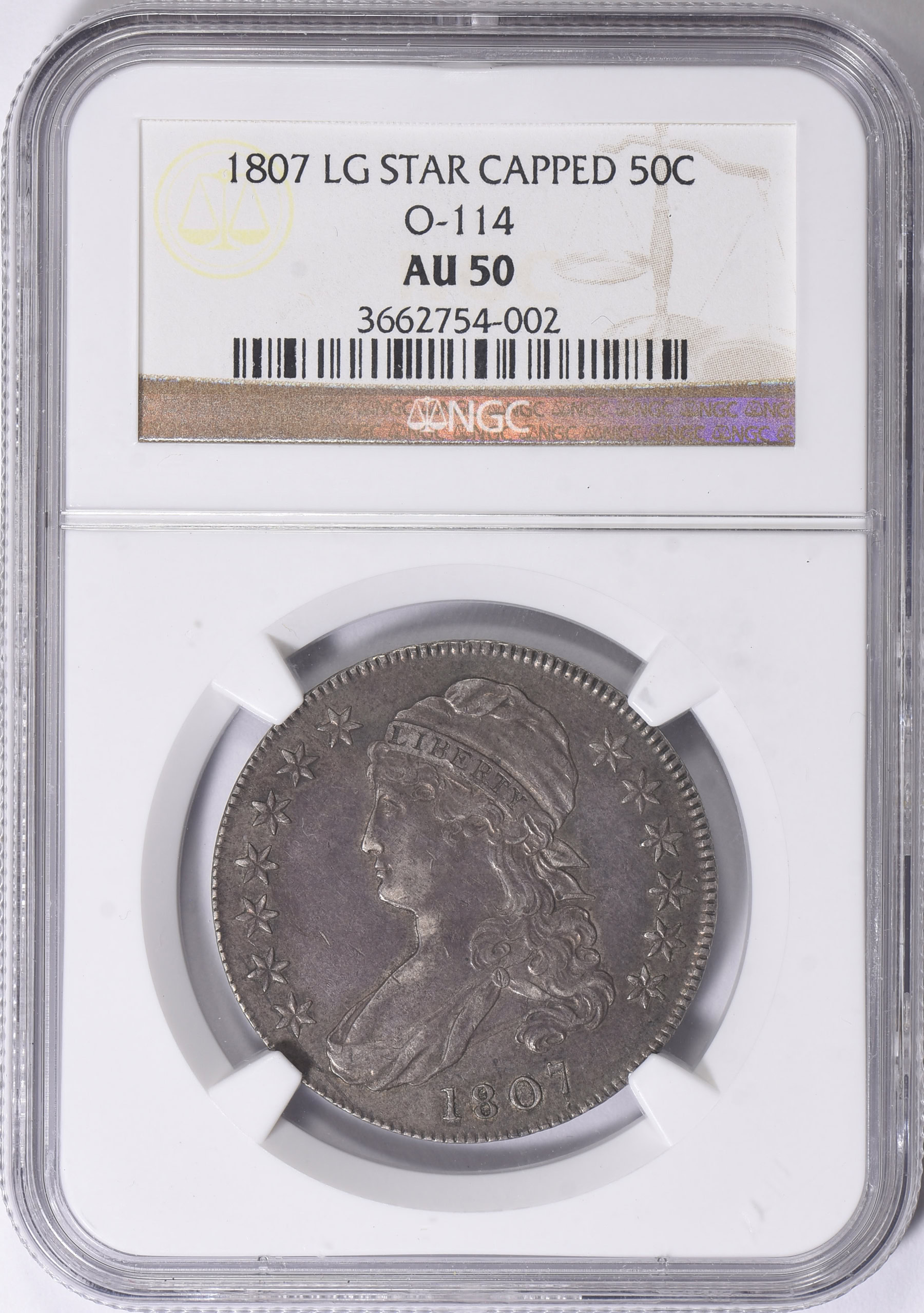 1807 Capped Bust Half Dollar Large Stars Overton 114 NGC AU-50 (Item ...