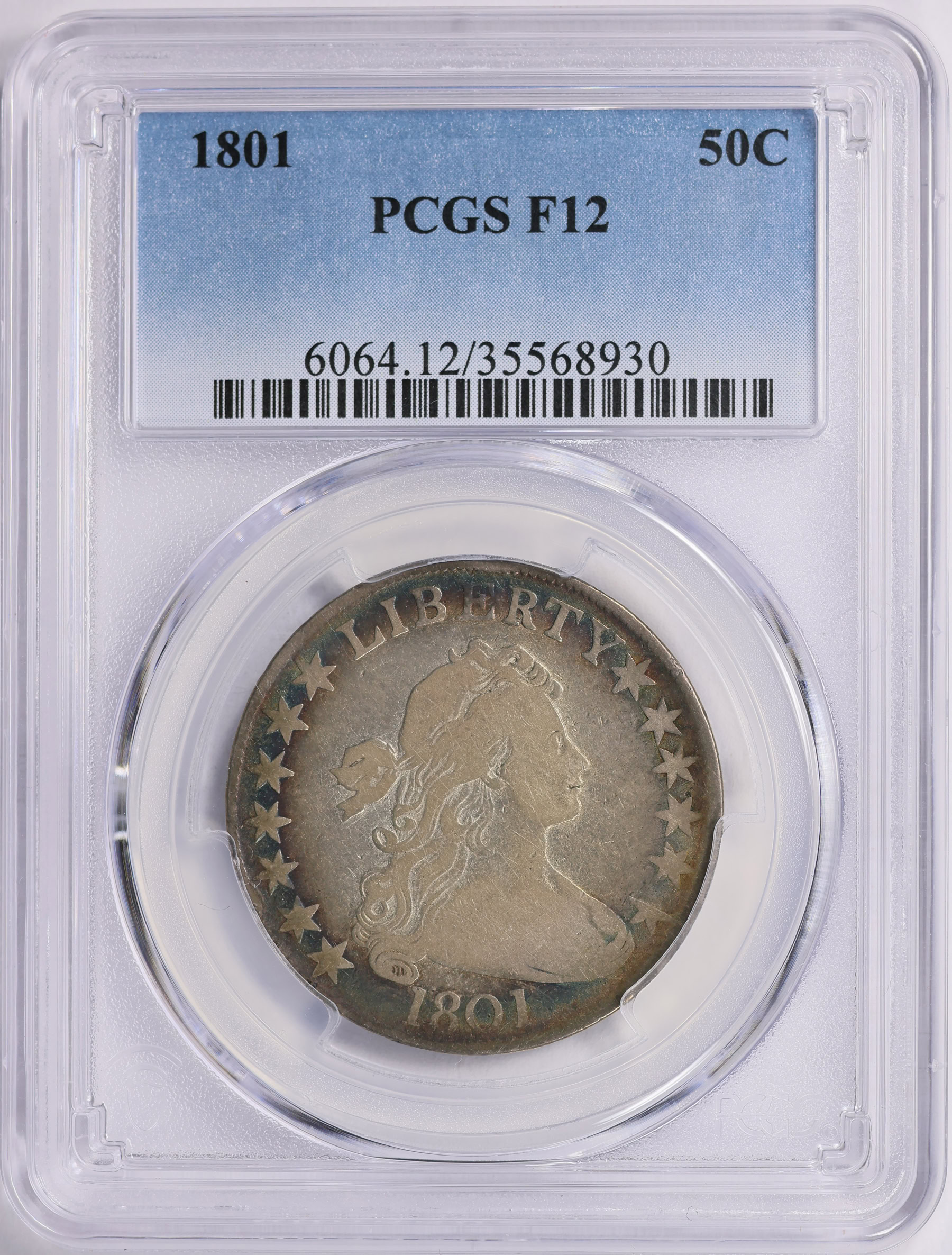1801 Draped Bust Half Dollar PCGS F-12 (Toned) (Item 1756102 ...