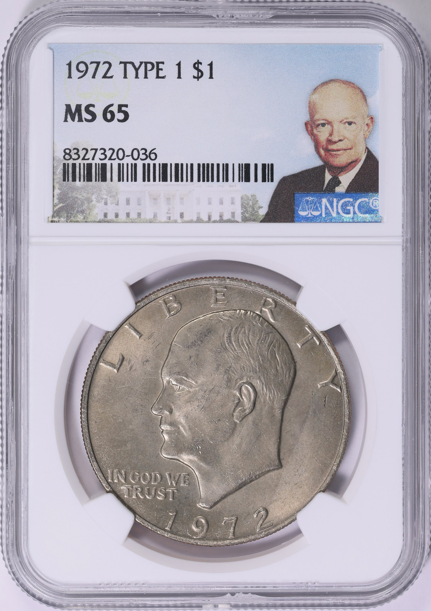 1972 Eisenhower Dollar Type 1 NGC MS-65 (Eisenhower Label) (Item ...