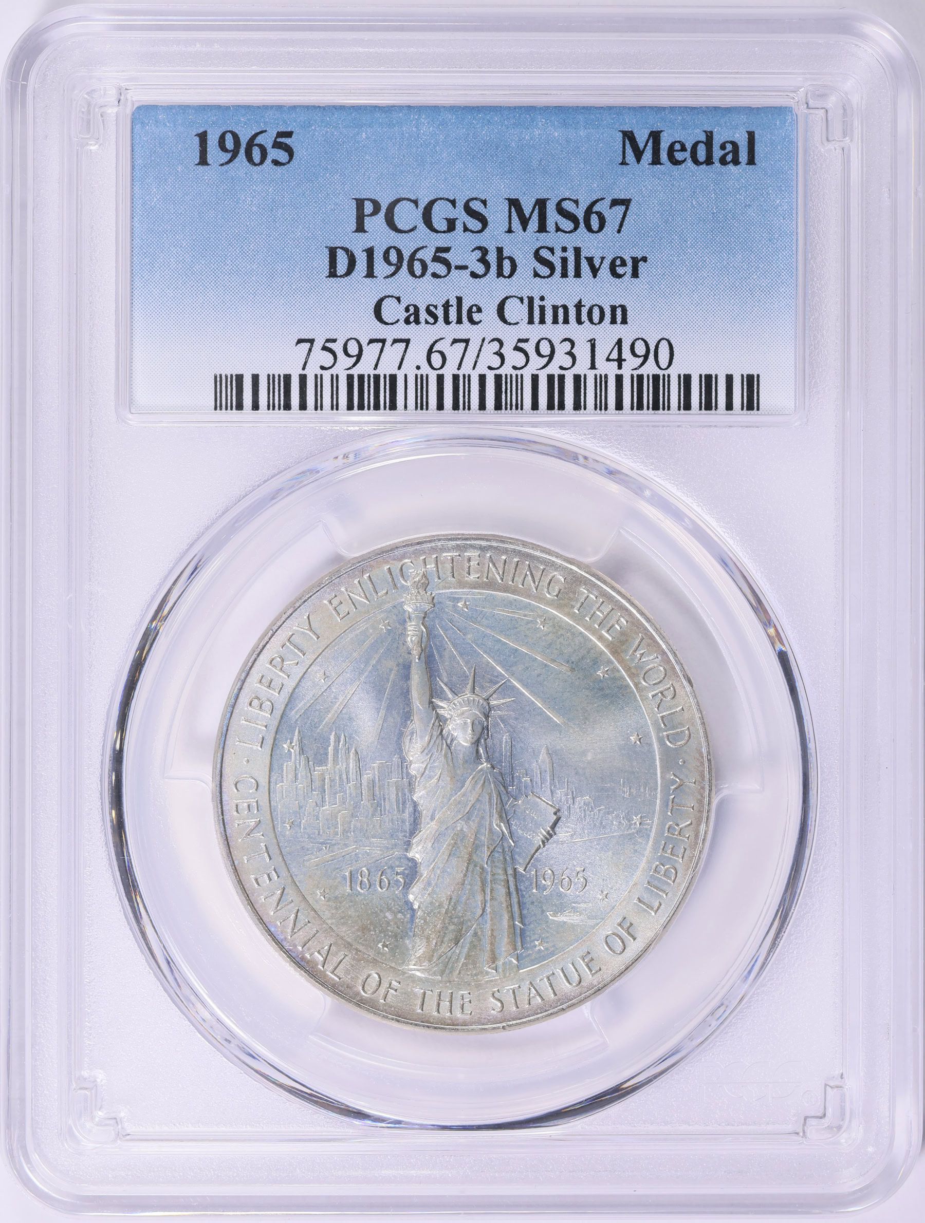 1965 Castle Clinton National Monument Silver Medal D1965-3b PCGS