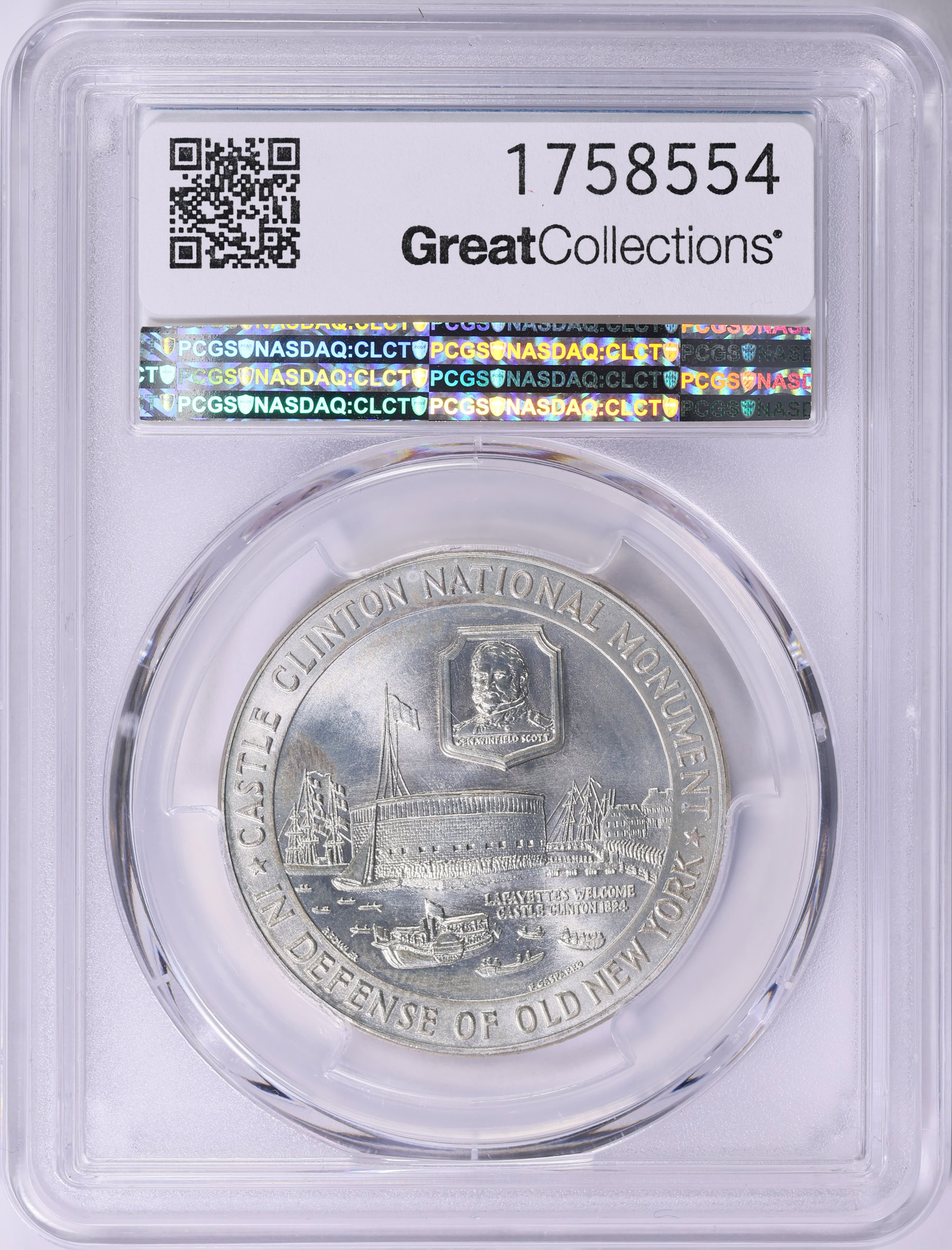 1965 Castle Clinton National Monument Silver Medal D1965-3b PCGS