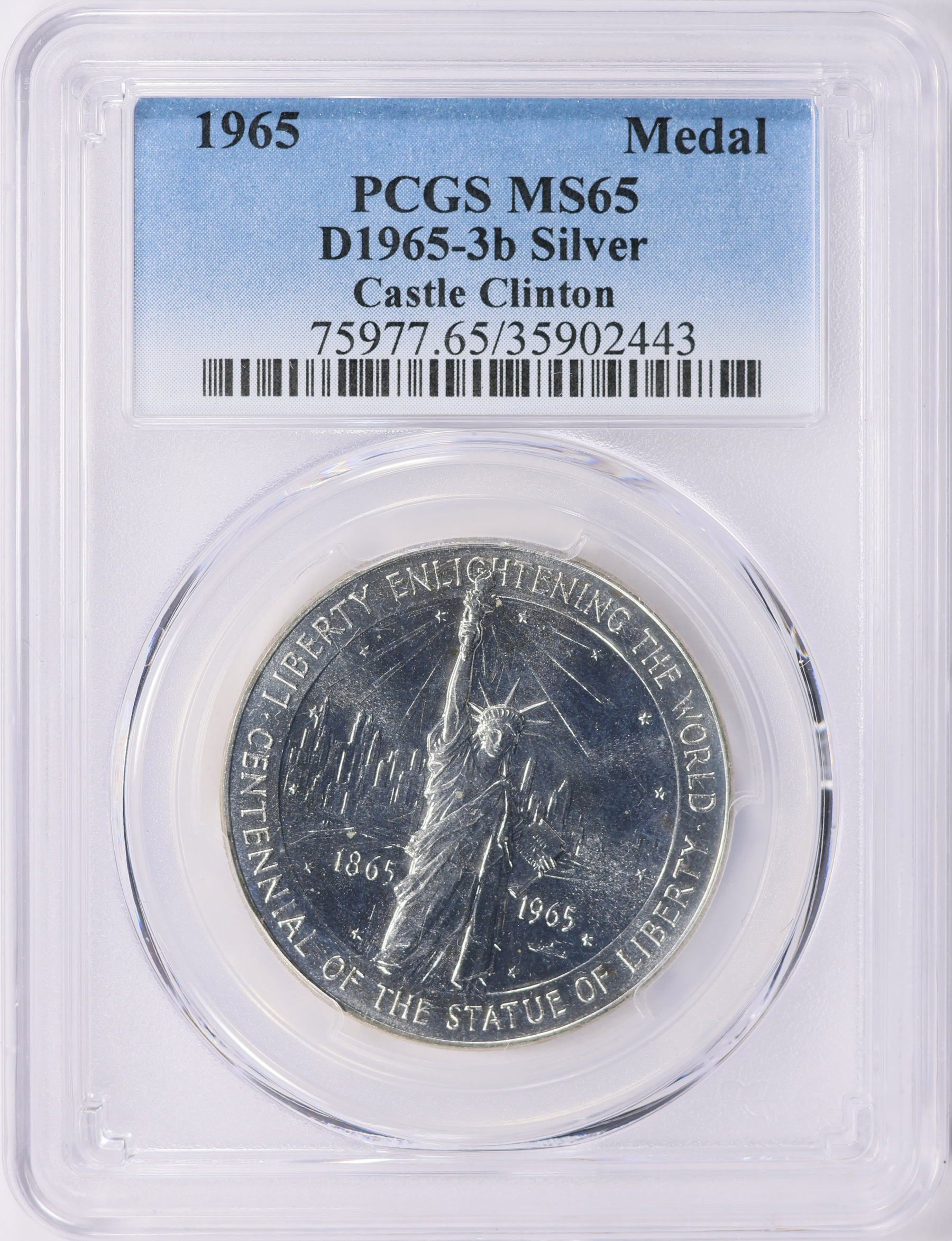 1965 Castle Clinton National Monument Silver Medal D1965-3b PCGS MS-65  (Item 1758705) | GreatCollections Coin Auctions
