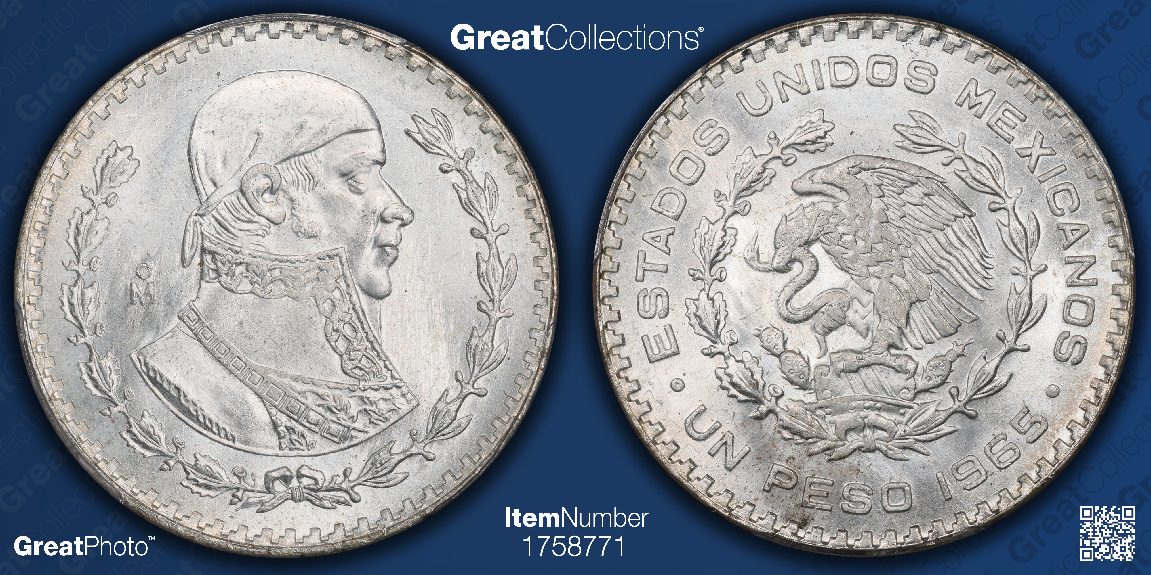 Mexico 1965-Mo Silver Peso KM-459 PCGS MS-66 (Item 1758771