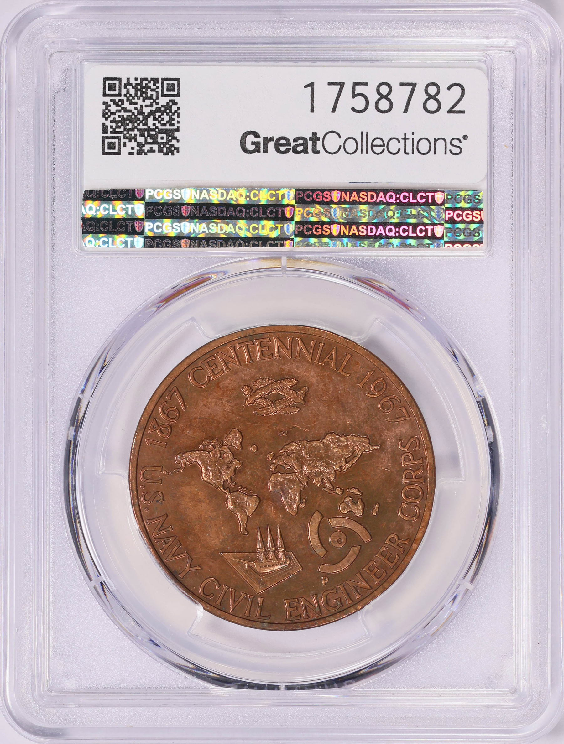 1967-P U.S. Navy Seabees 25th Anniversary Bronze Medal Small D1967