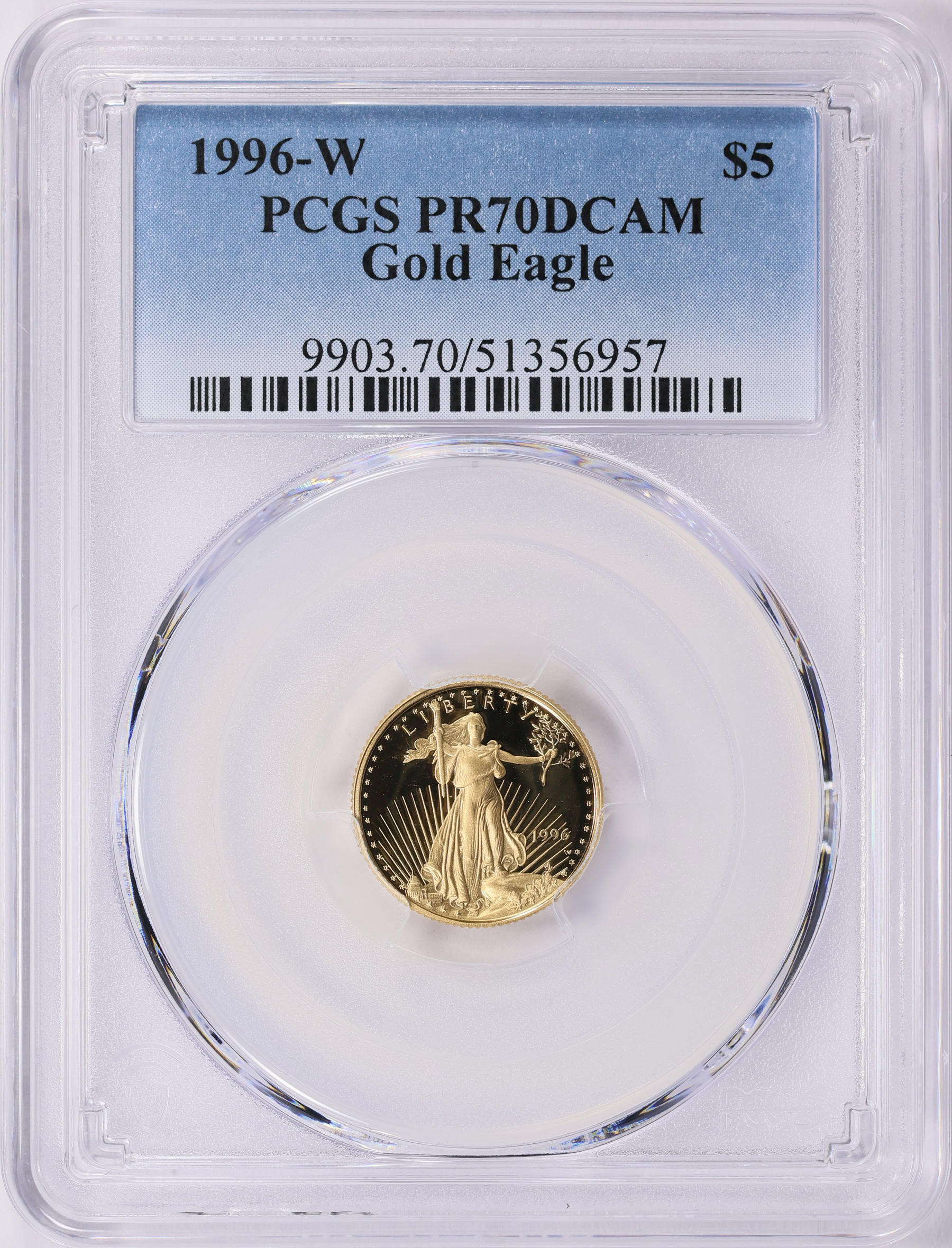 1996-W $5 Tenth-Ounce Gold American Eagle PCGS Proof-70 DCAM (Item