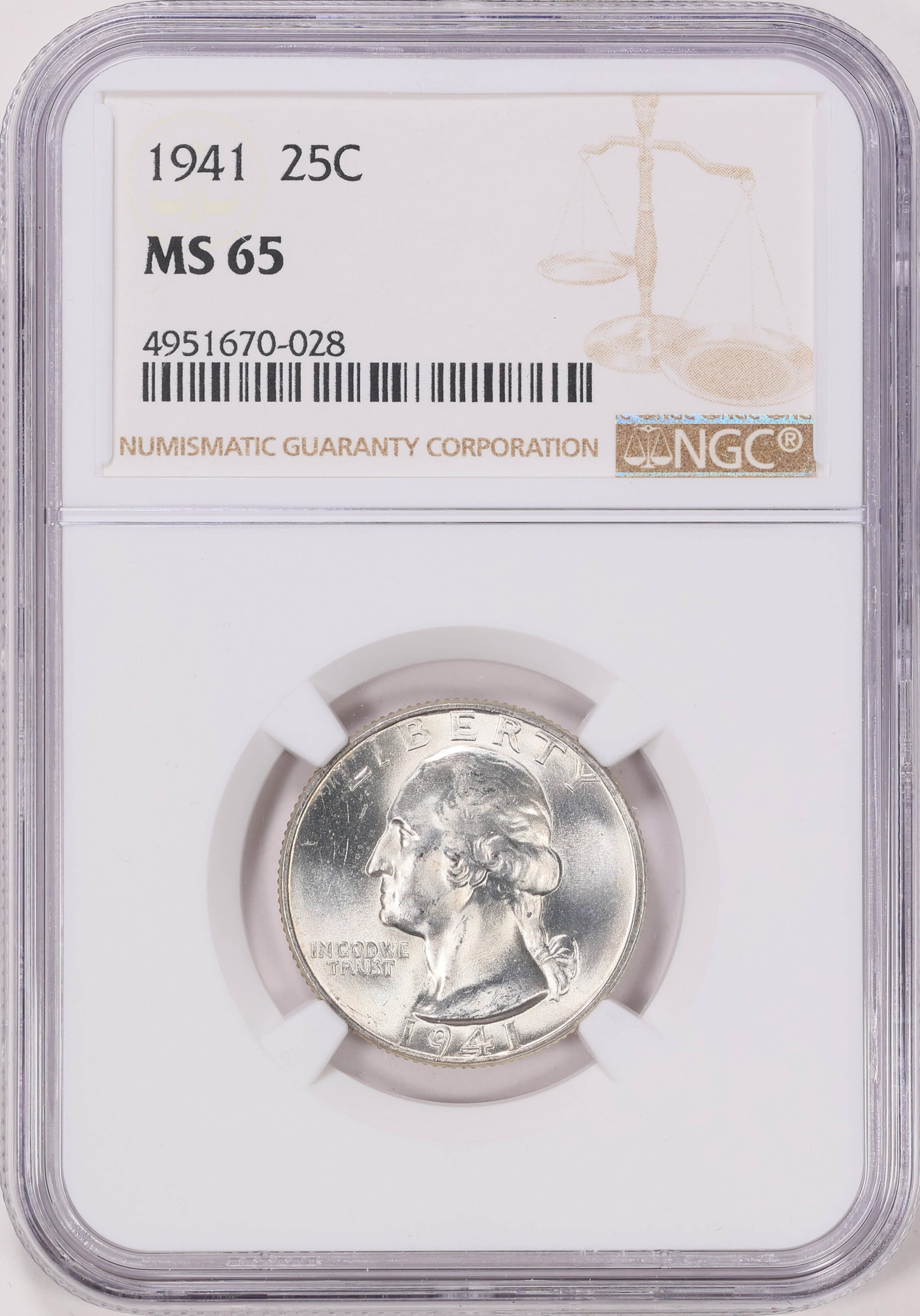 1941 Washington Quarter NGC MS-65 (Item 1761233) | GreatCollections ...