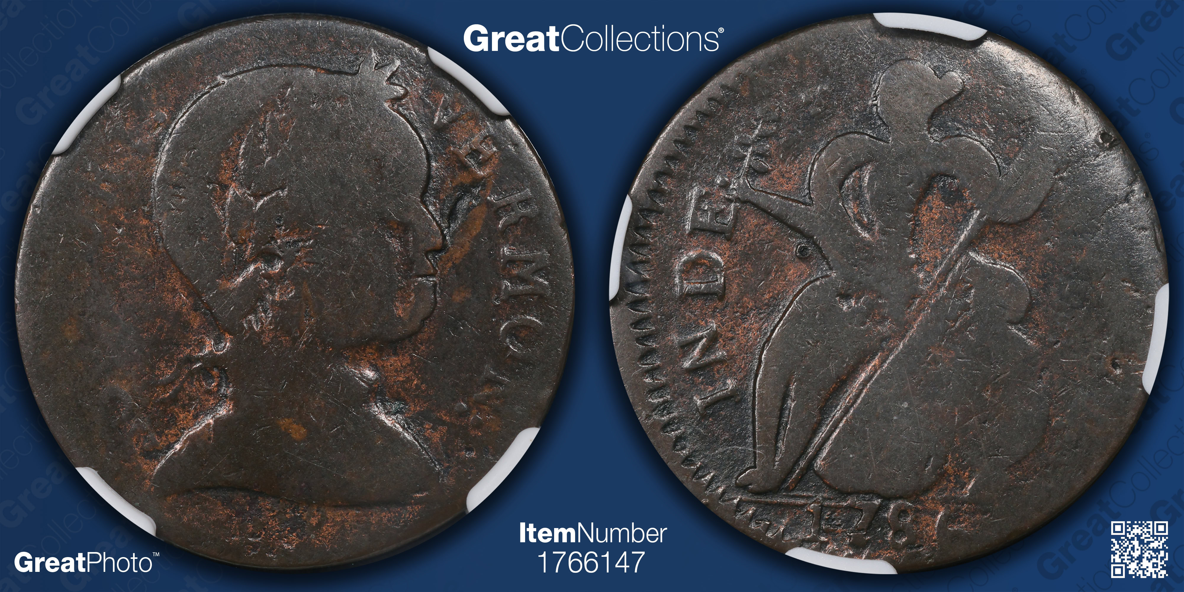 1786 Vermont Copper Baby Head NGC Good Details (Item 1766147