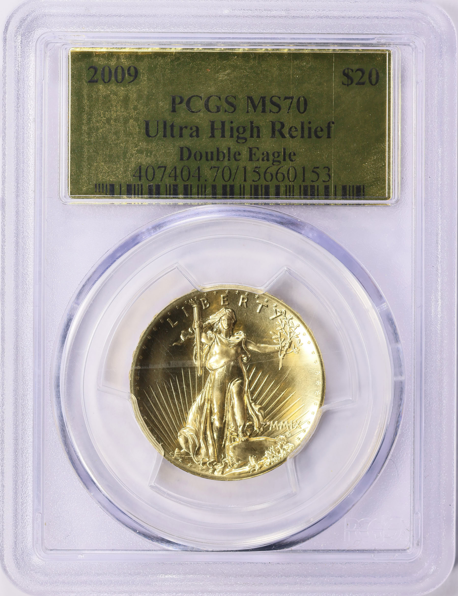 2009 MMIX Ultra High Relief $20 Gold PCGS MS-70 (Gold Foil Label