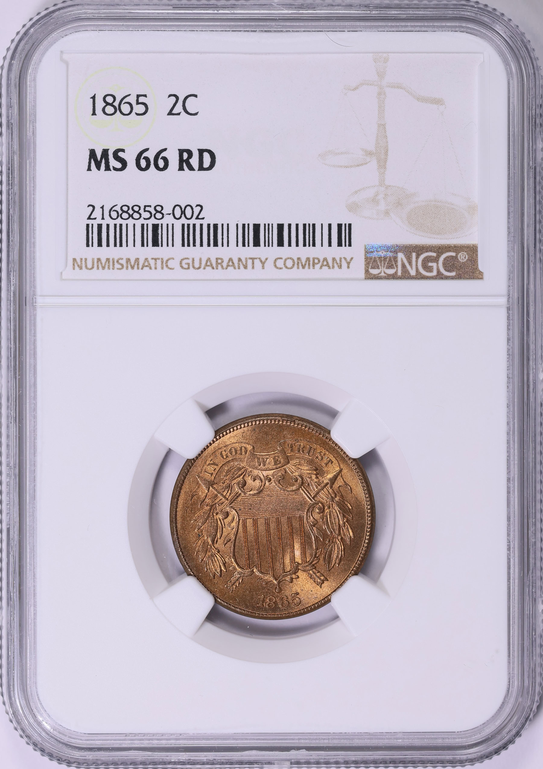 1865 Two-Cent Piece NGC MS-66 RD (Item 1767537) | GreatCollections Coin ...