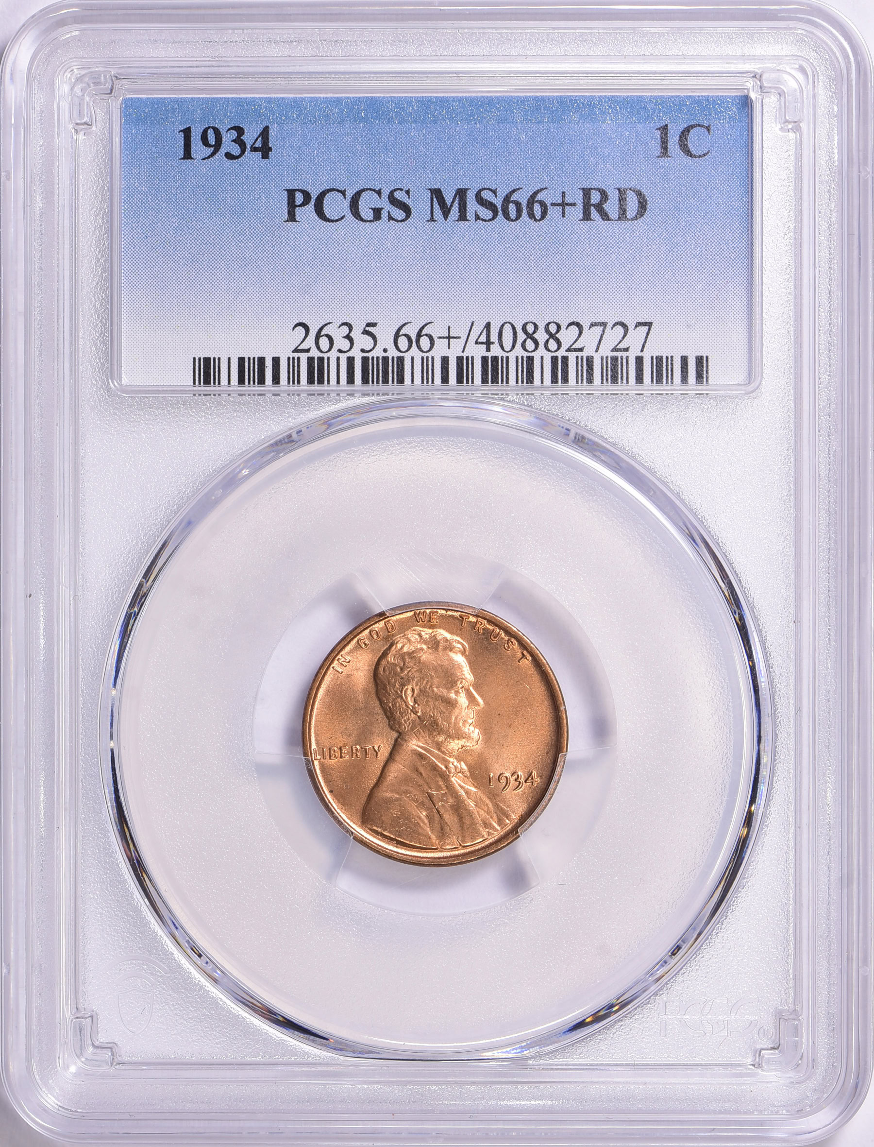 1934 Lincoln Cent PCGS MS-66+ RD (Item 1768600) | GreatCollections Coin ...