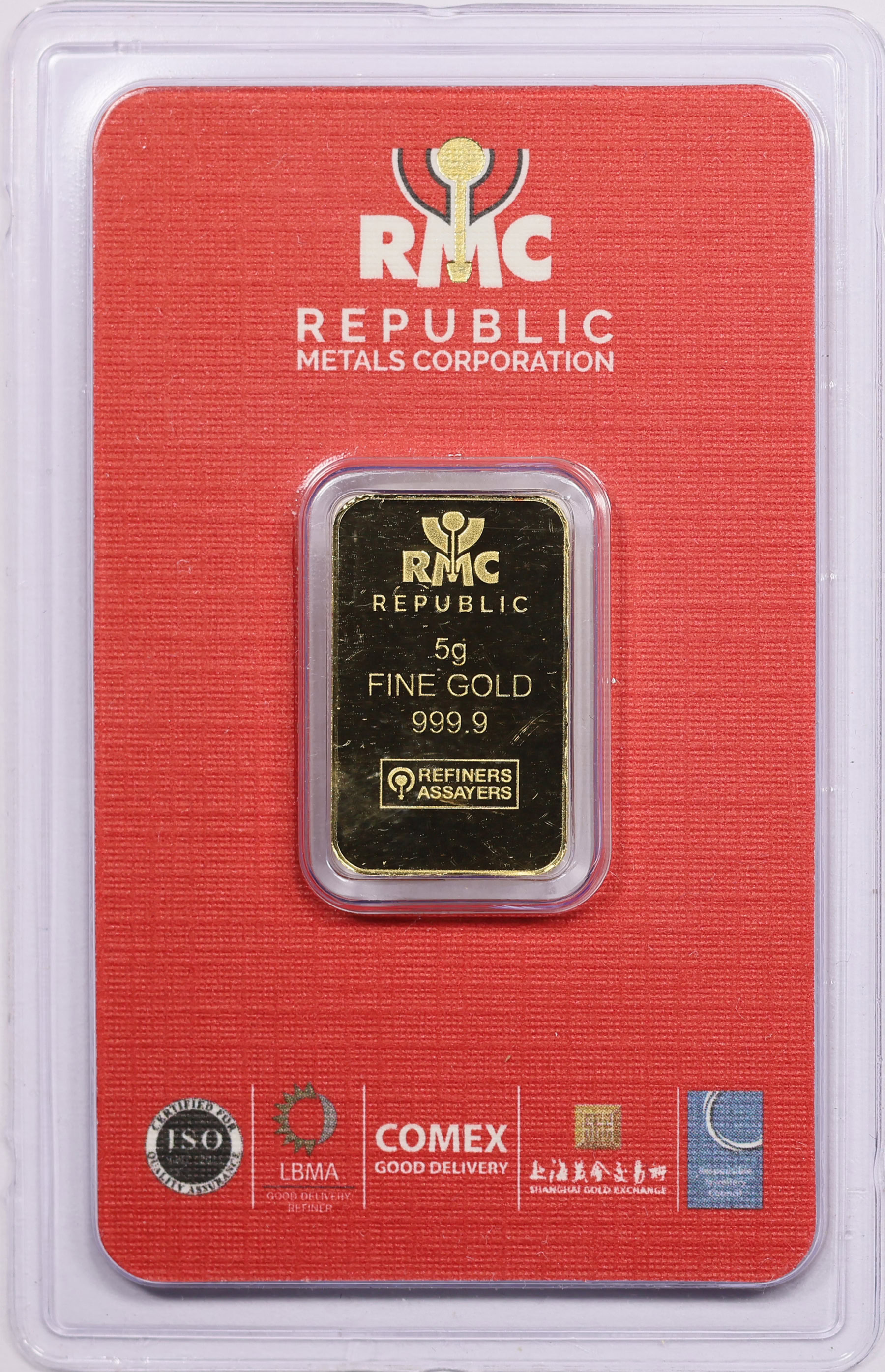 ND Gold 5gms Republic Metals Corp. Ingot/Bar Uncertified in Card of ...