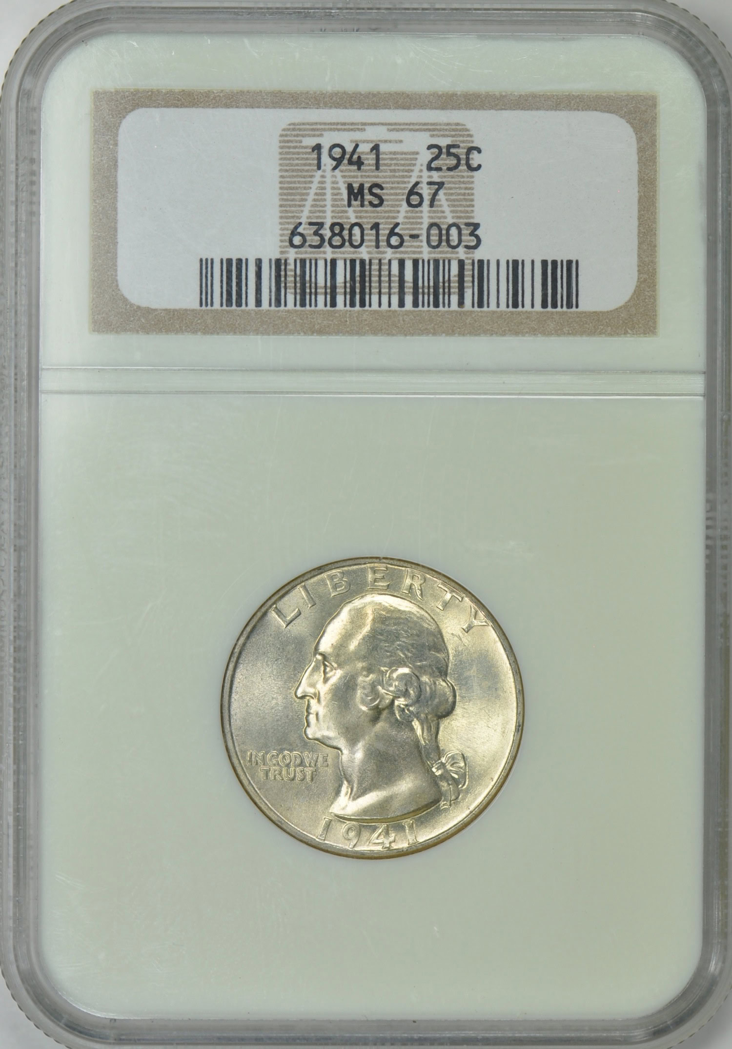 1941 Washington Quarter NGC MS-67 (Item 1771877) | GreatCollections ...
