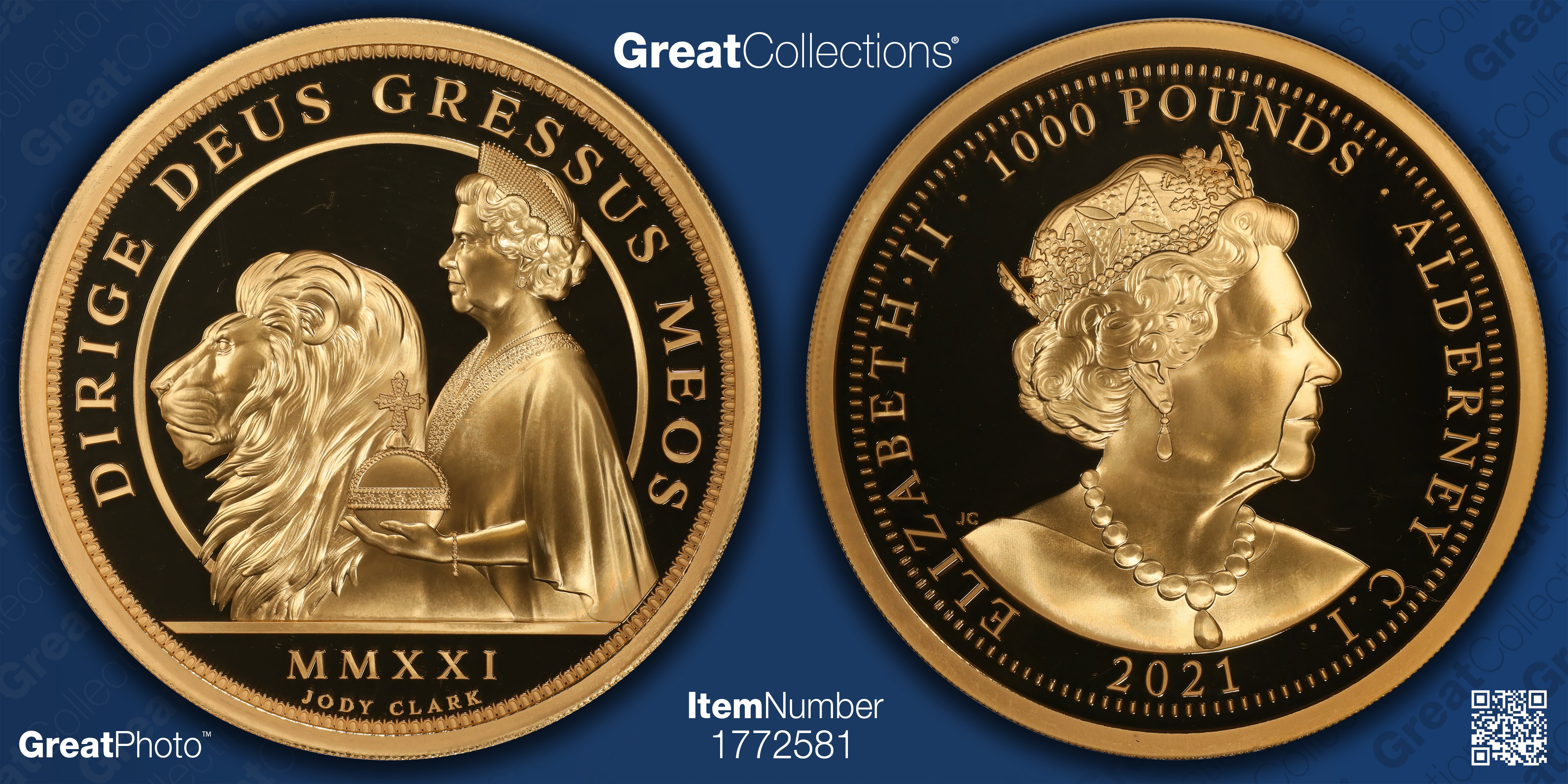 コレクション 2oz Alderney S55 QE II Una & the Lion Great Britain 2021 Gold Kilo 1000 Pounds Alderney - QE II Una