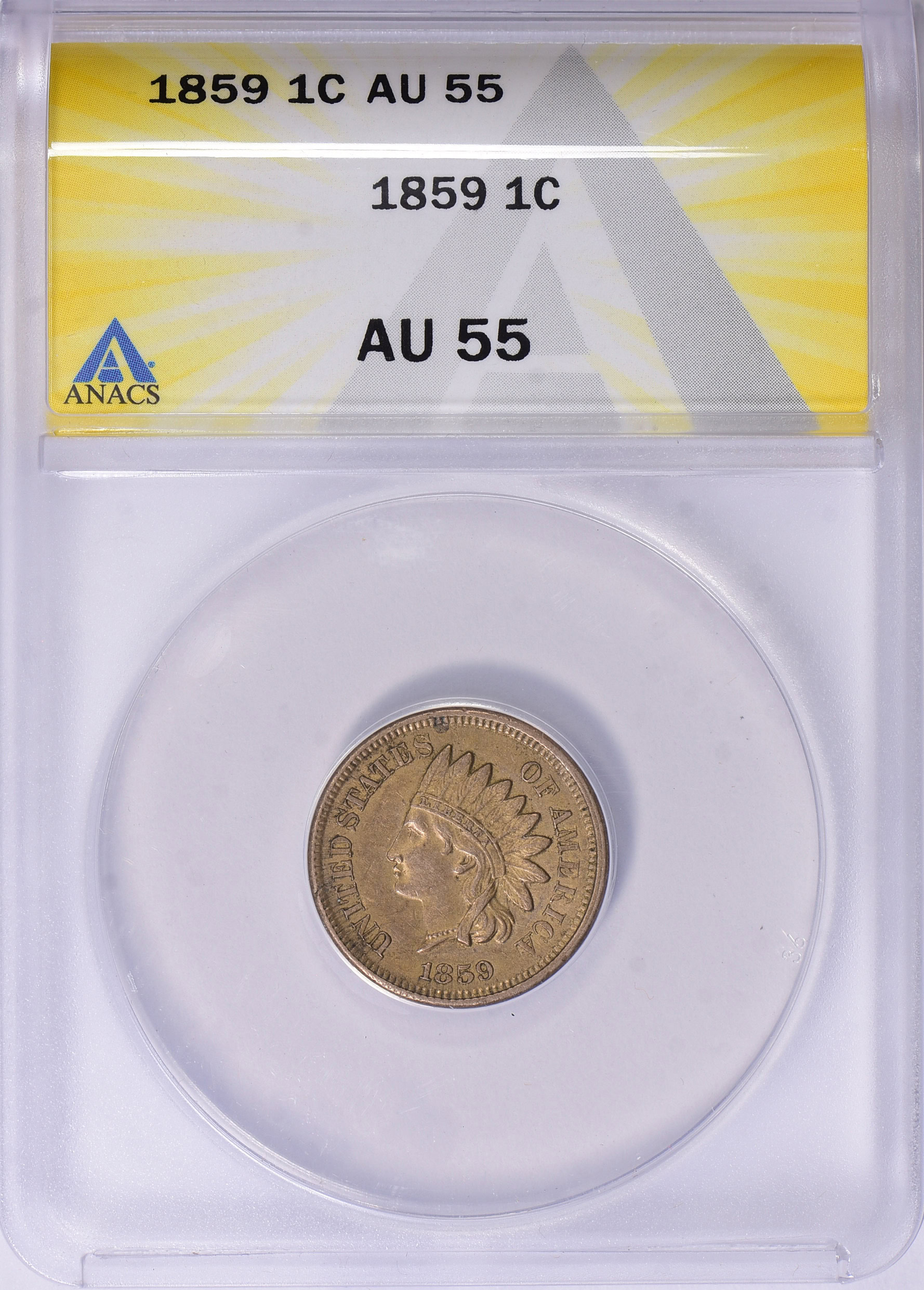 1859 Indian Cent ANACS AU-55 (Item 1774325) | GreatCollections Coin ...
