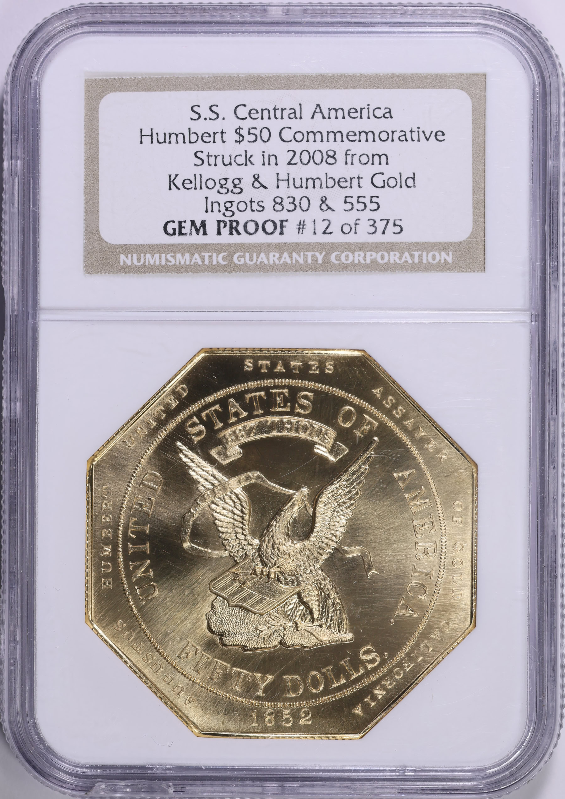 Humbert Gold $50 Commemorative Shipwreck S.S. Central America