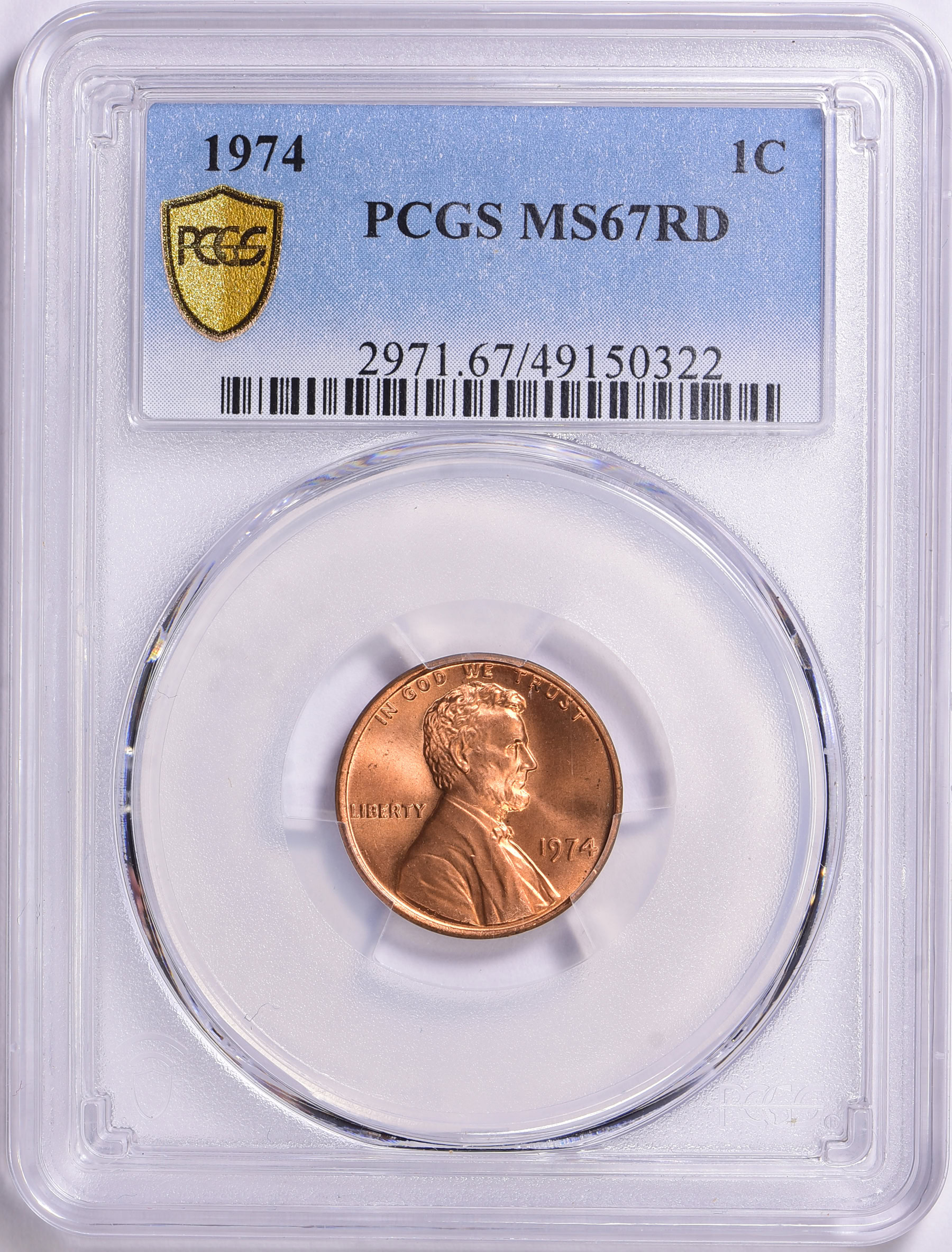 1974 Lincoln Cent PCGS MS-67 RD (Item 1775606) | GreatCollections Coin ...