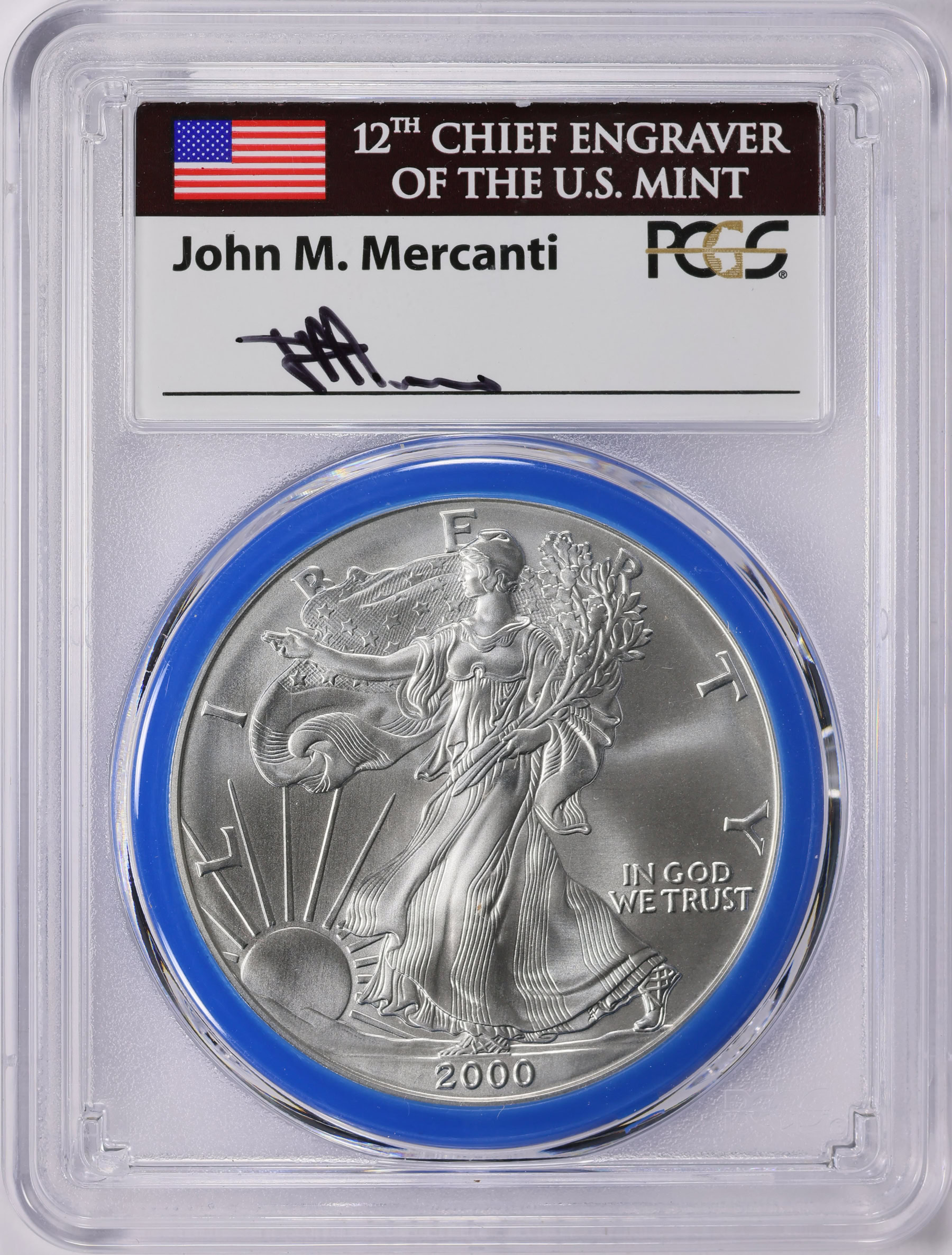銀 ZS-04 約28.77g シルバー silver 銘板 造幣局 銀製 2000 $1 Silver Eagle Millennium Set Mint Engraver Series PCGS MS