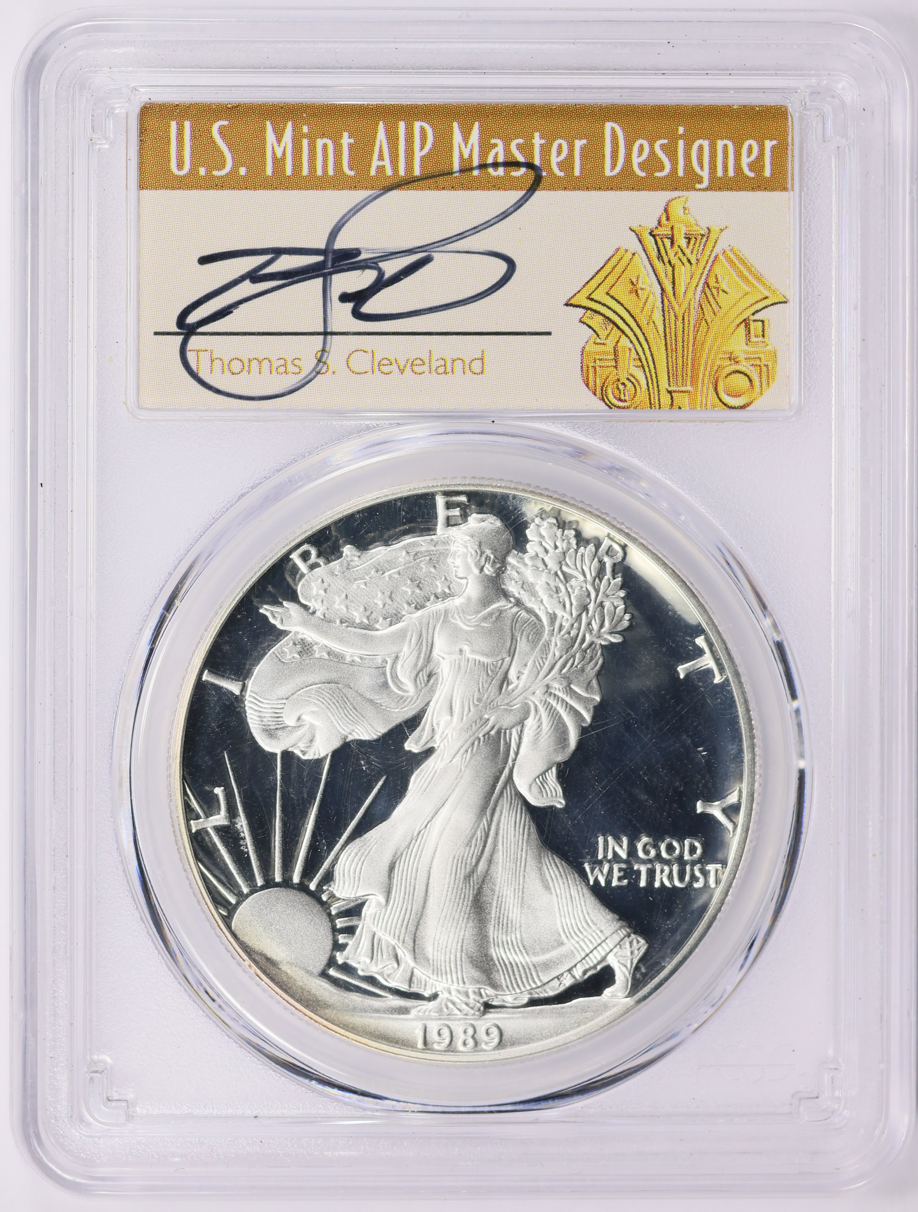 1989-S $1 Silver Eagle PCGS Proof-70 DCAM (Thomas S. Cleveland Signed ...