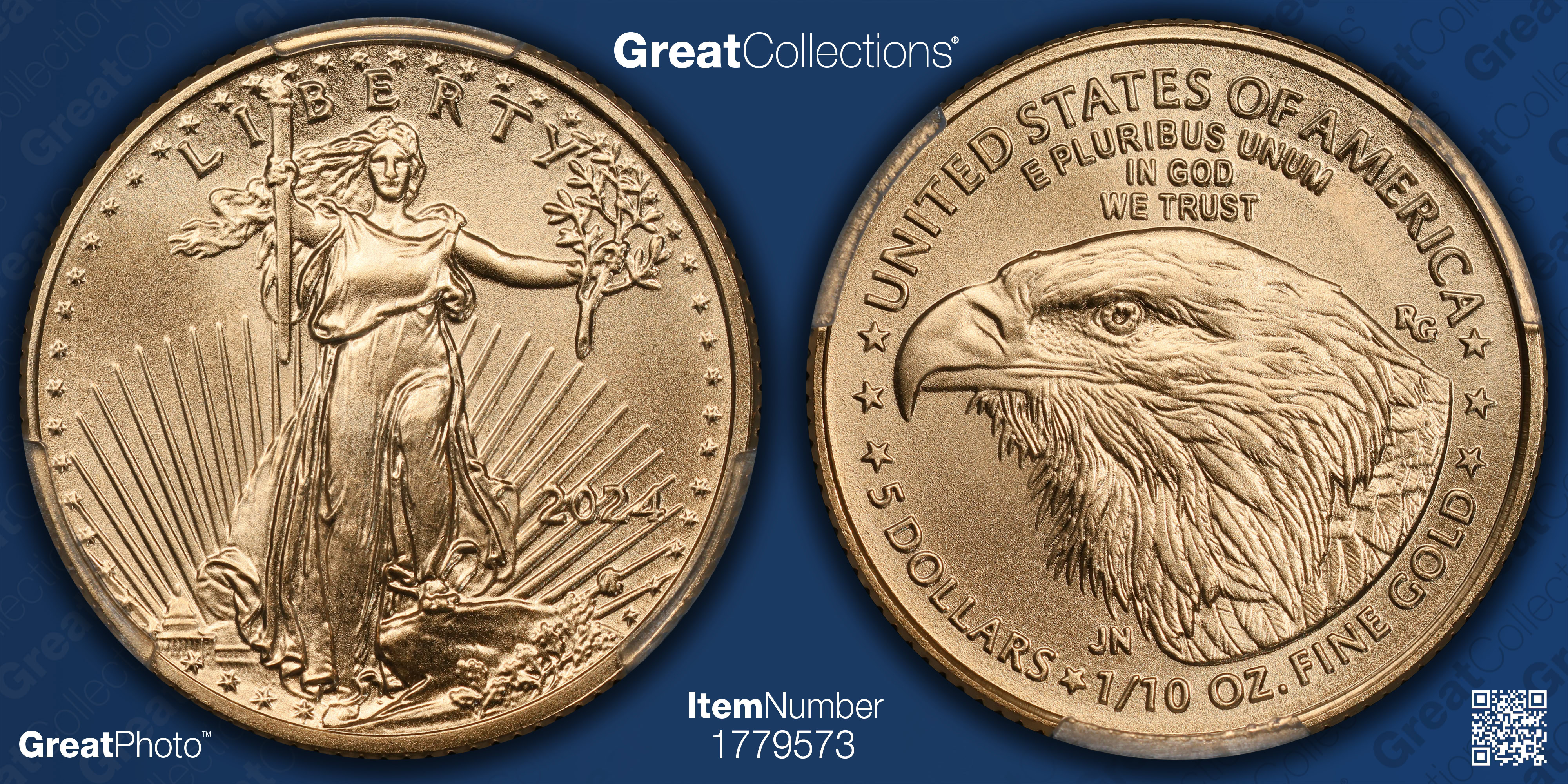 2024 $5 Tenth-Ounce Gold American Eagle First Day of Issue PCGS MS-70 ...