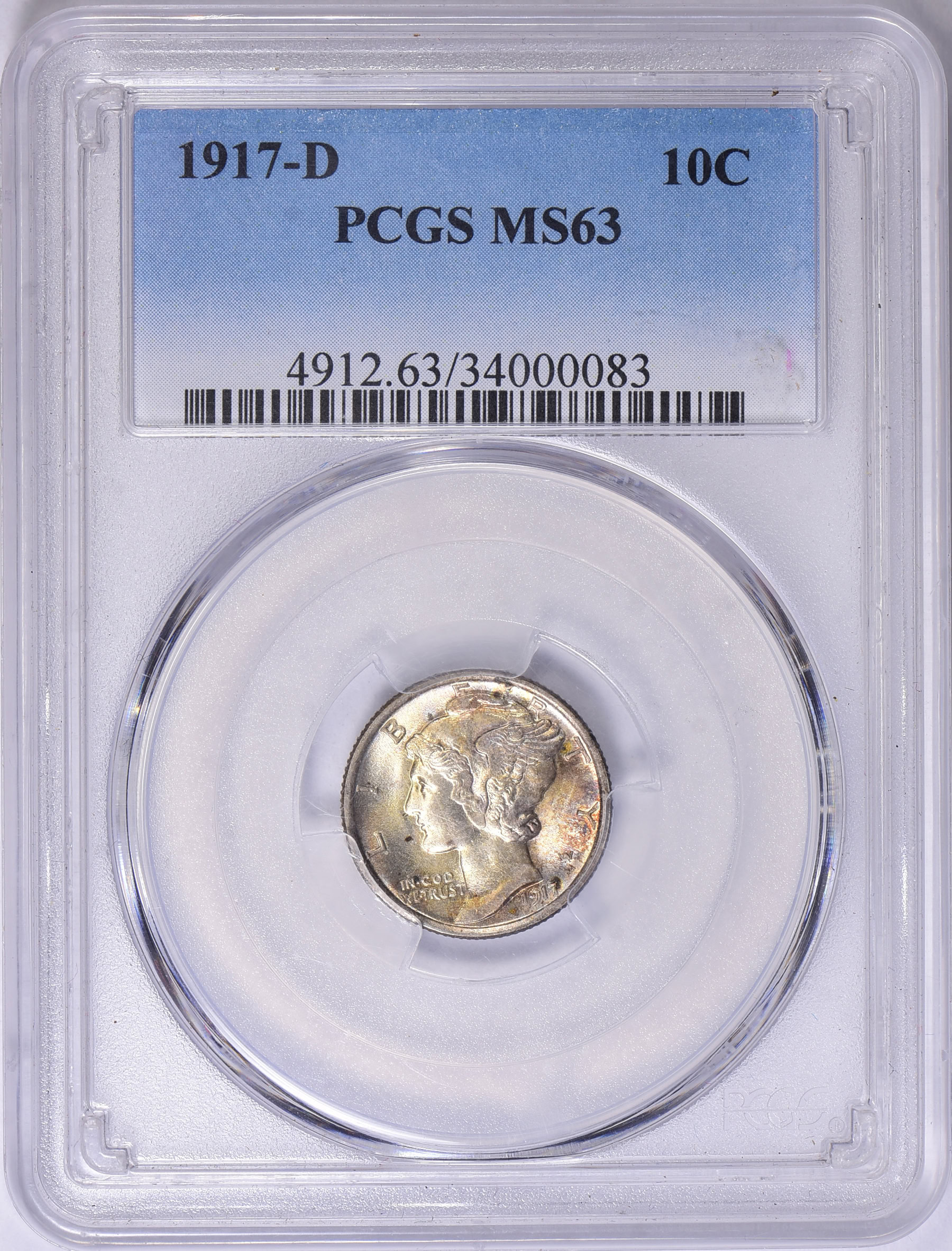 1917-D Mercury Dime PCGS MS-63 (Toned) (Item 1780637 ...