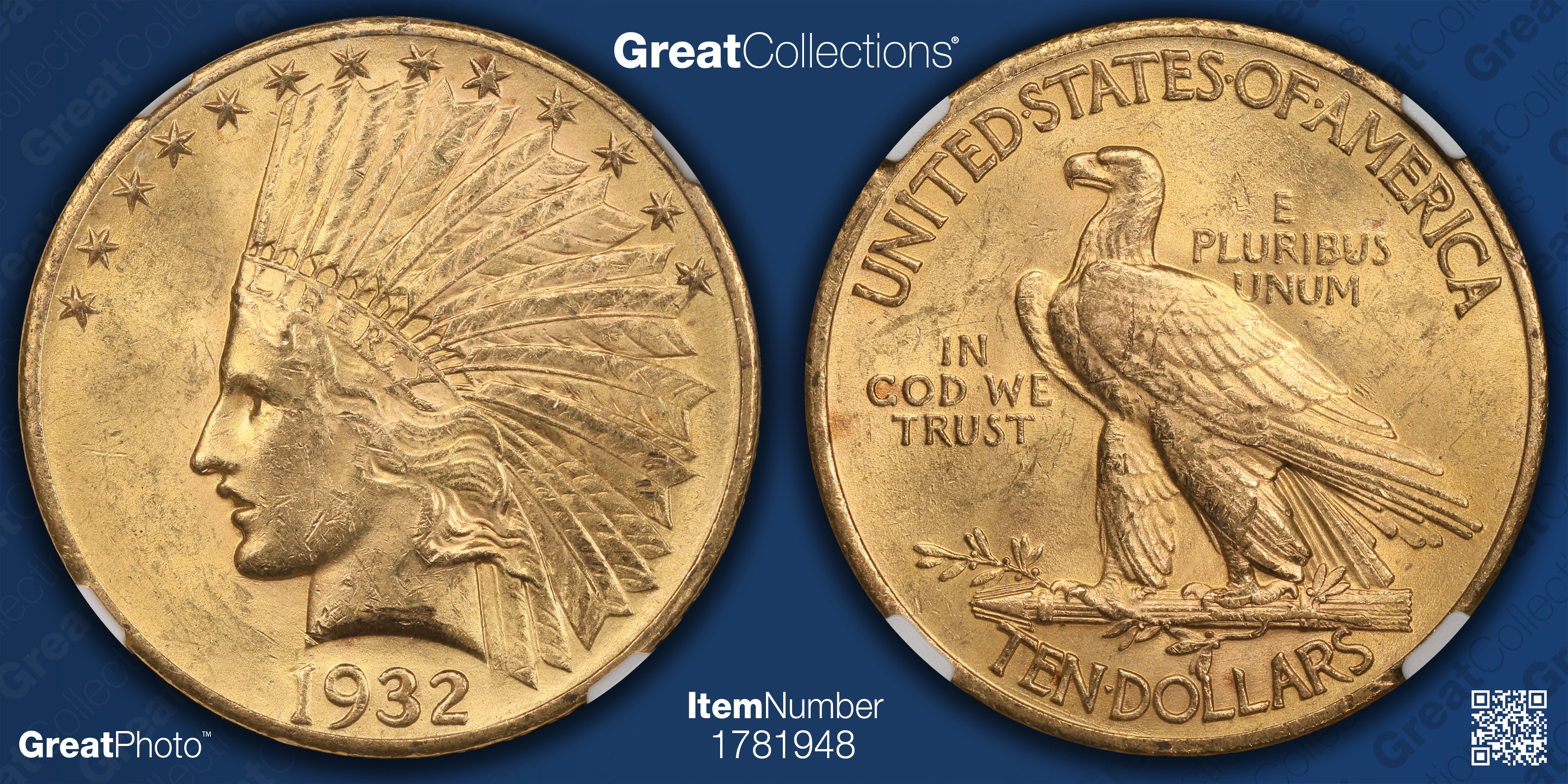 1932 Indian Gold Eagle NGC MS-63 (Item 1781948) | GreatCollections Coin ...