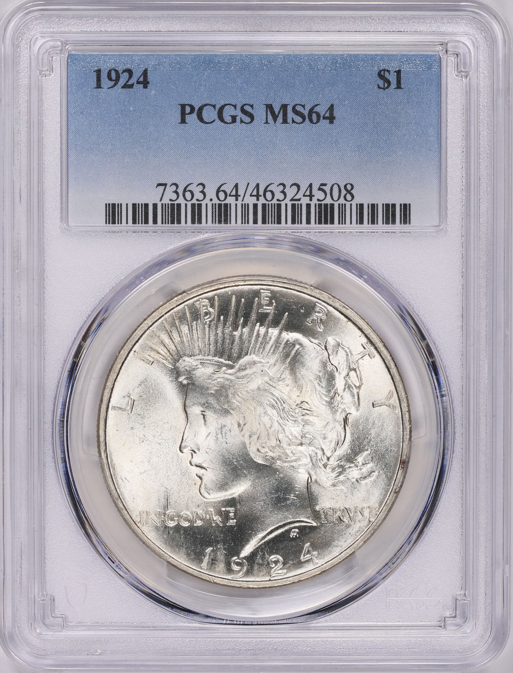1924 Peace Silver Dollar PCGS MS-64 (Item 1782647) | GreatCollections ...