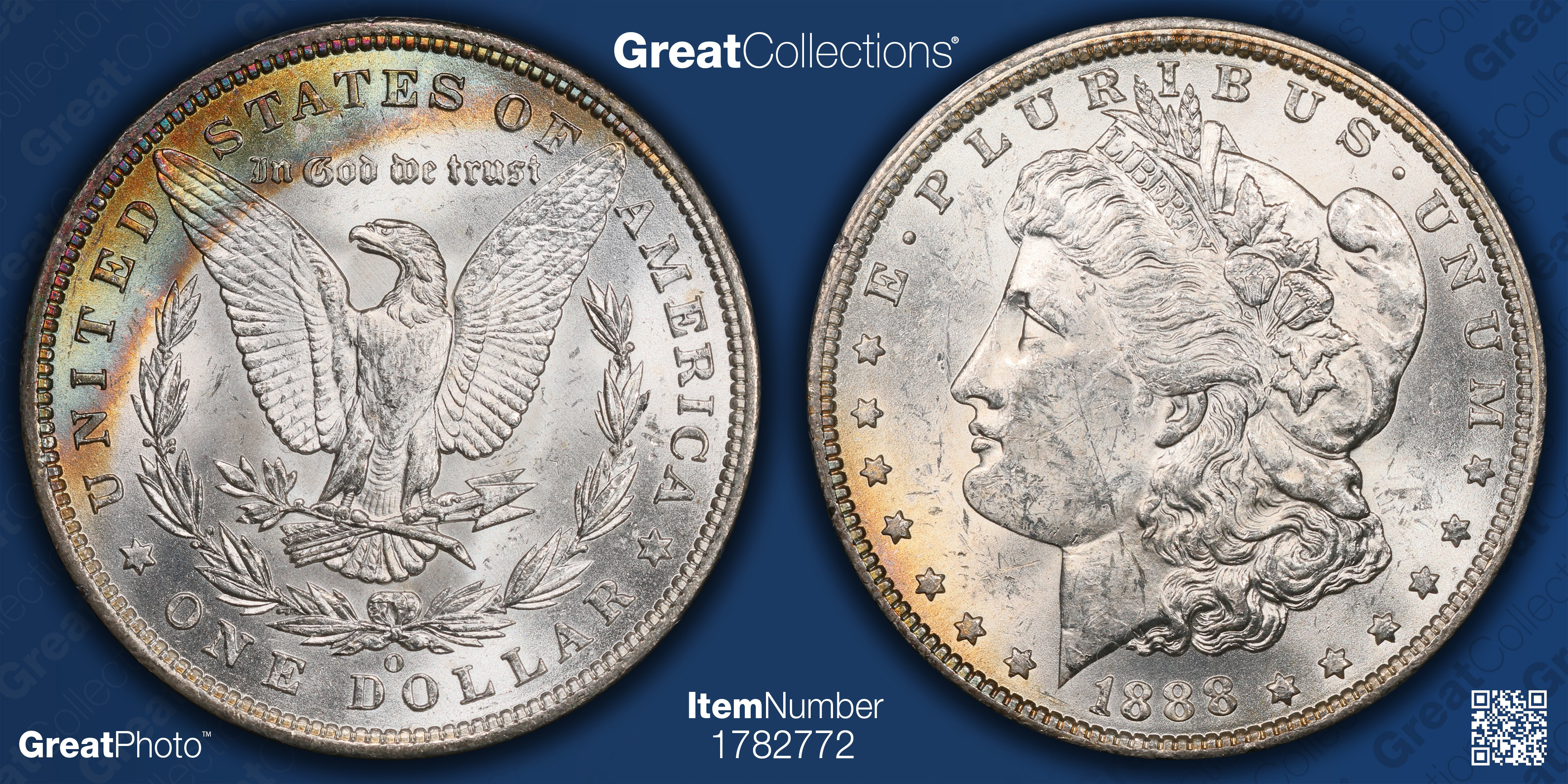 1888-O Morgan Silver Dollar PCGS MS-60 OGH (1st Gen) (Toned) (Item ...