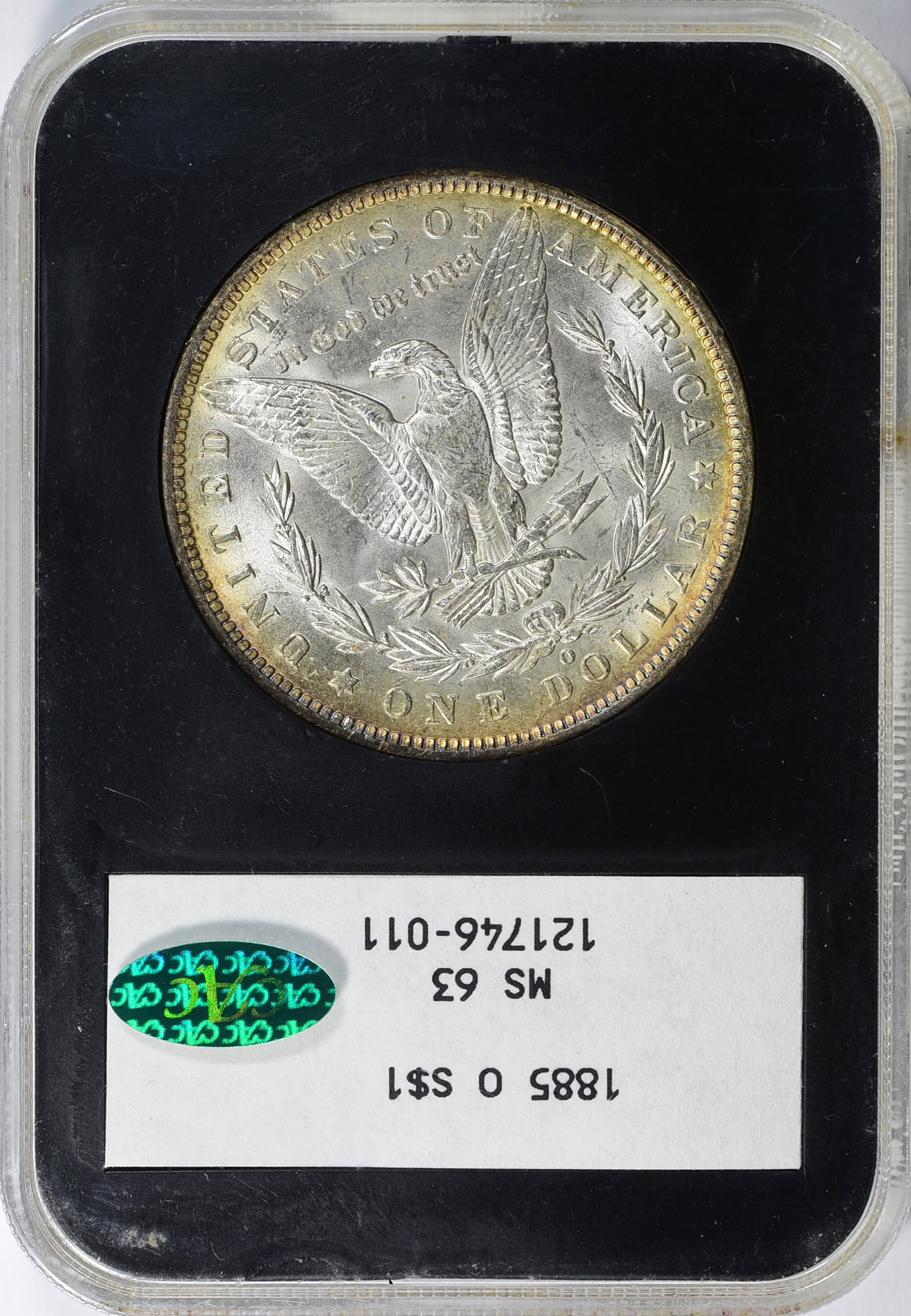 1885-O Morgan Silver Dollar NGC MS-63 OH (CAC Green) (Vintage Black NGC ...
