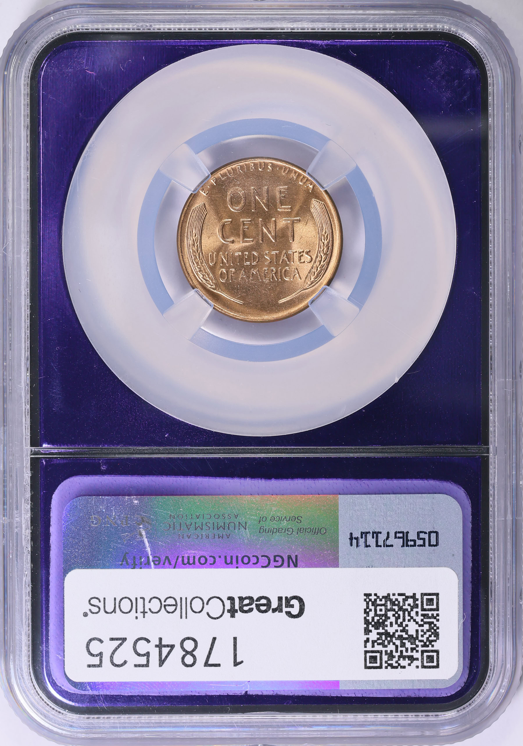 1958-D Lincoln Cent NGC MS-66 RD (Purple Bee Frame Holder) (Item