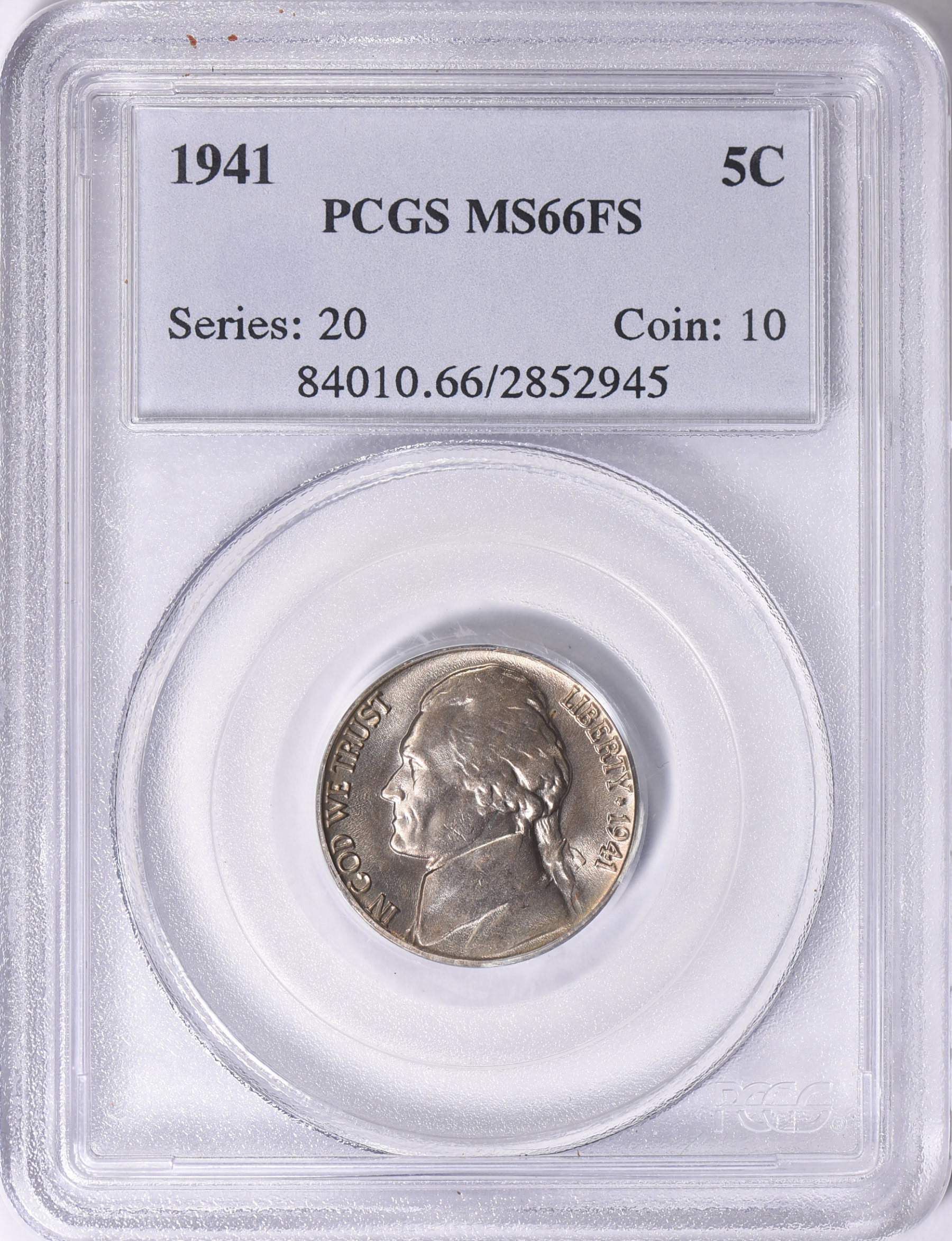 1941 Jefferson Nickel PCGS MS-66 FS (Toned) (Item 1784534 ...