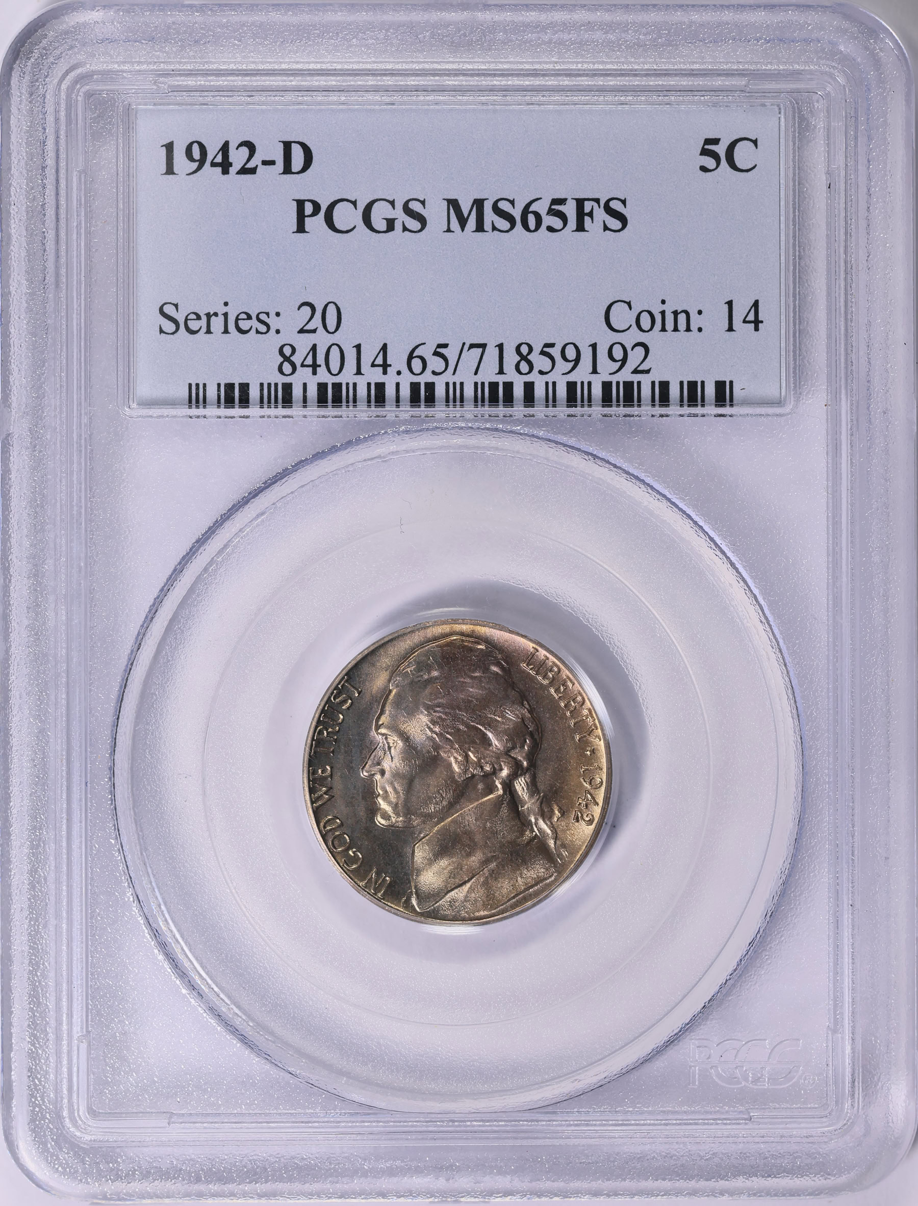 1942-D Jefferson Nickel PCGS MS-65 FS (Item 1784537) | GreatCollections ...