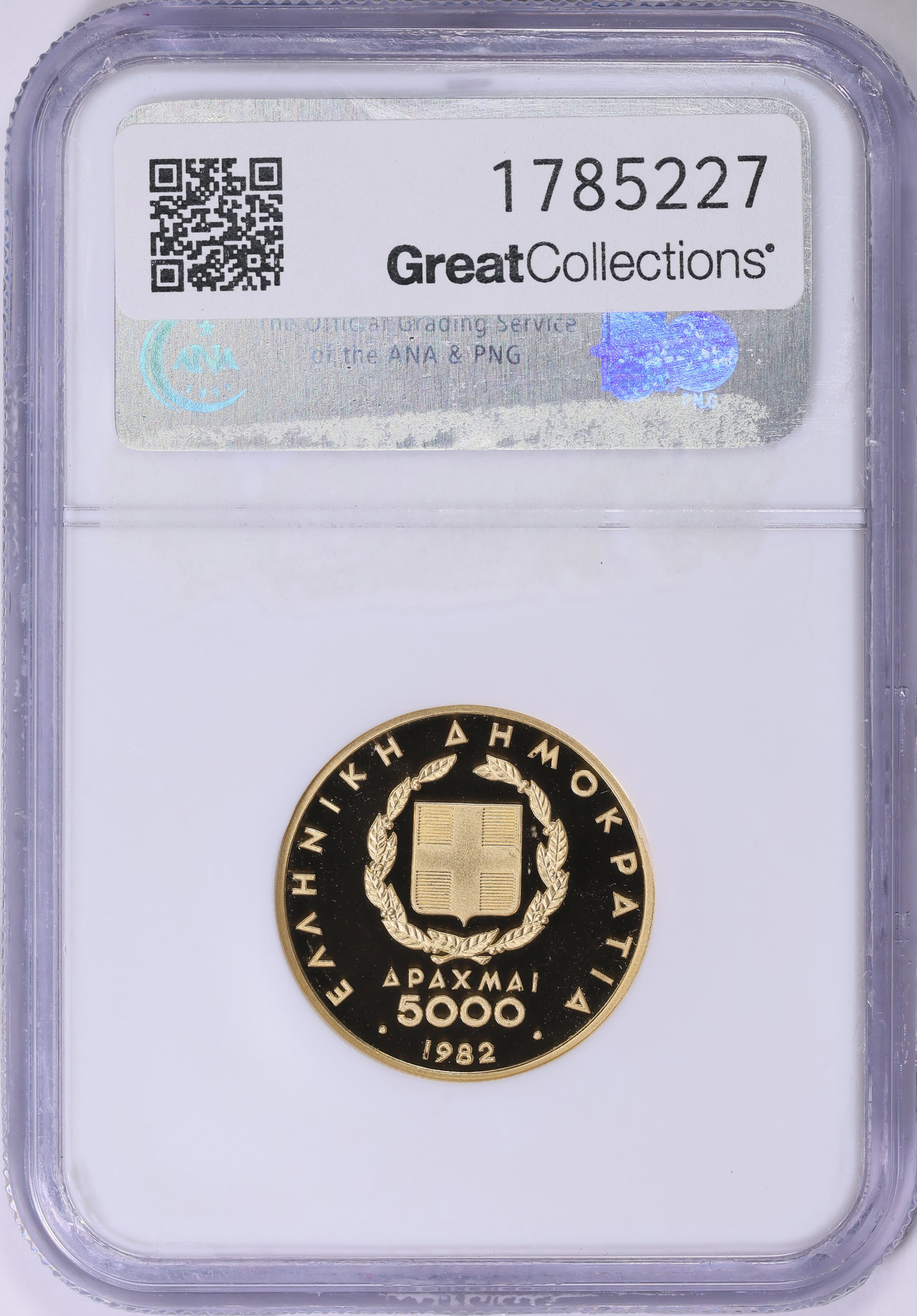 Greece 1982 Gold 5,000 Drachmai Pierre de Coubertin KM-143 NGC