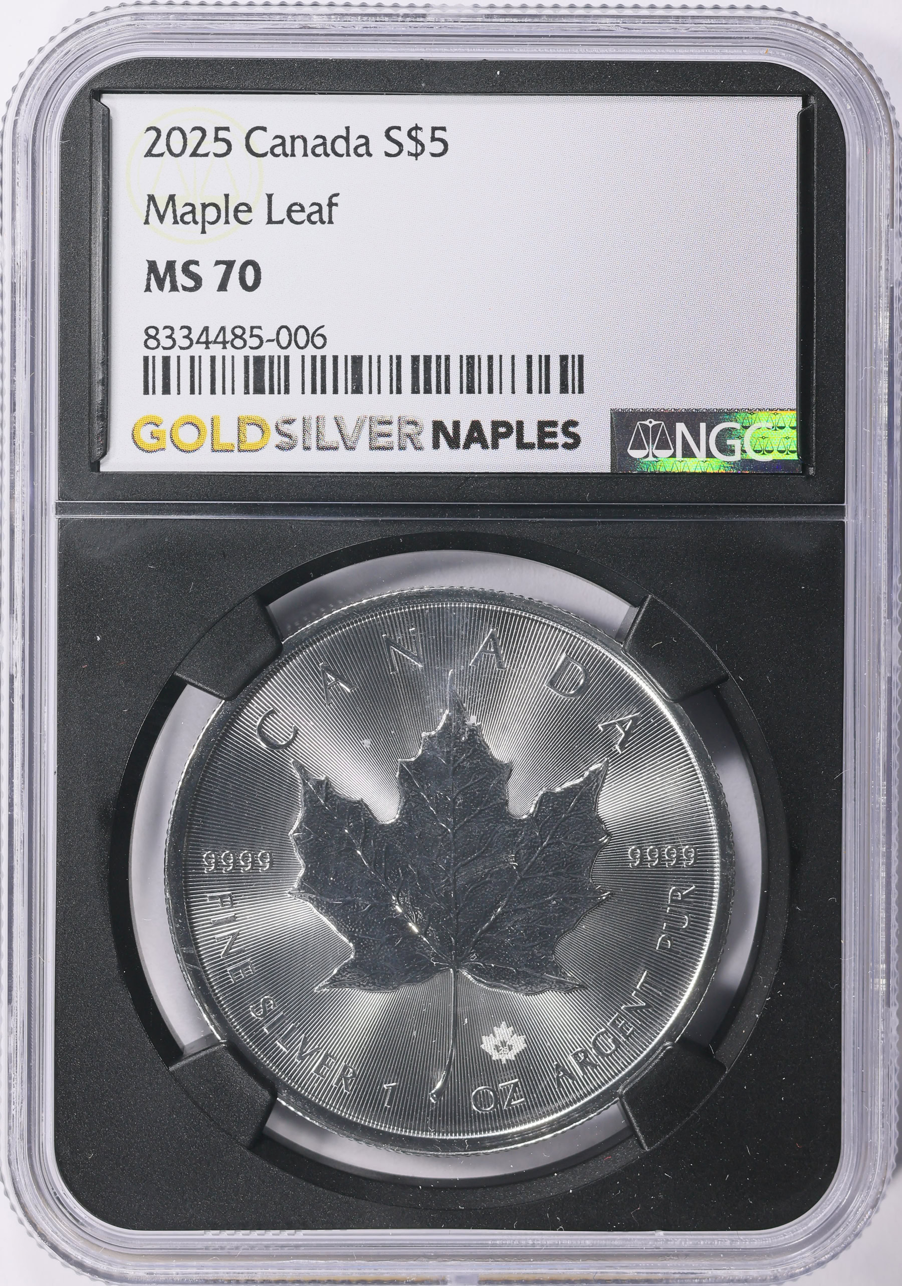 Canada 2025 Silver $5 Maple Leaf NGC MS-70 (Black Retro Holder