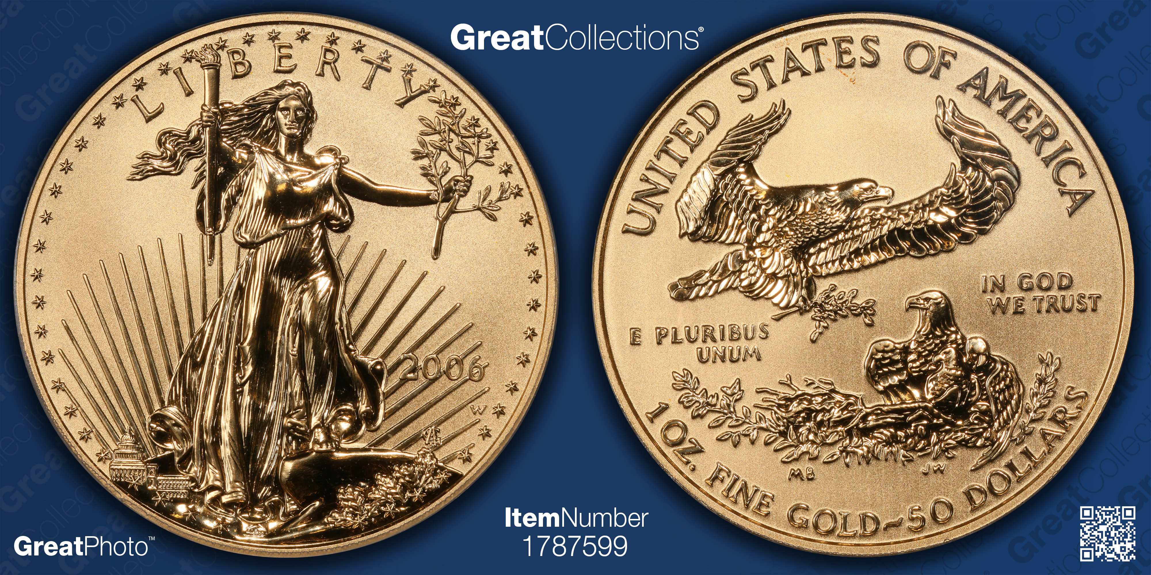 2006-W $50 One-Ounce Gold American Eagle 20th Anniversary Reverse
