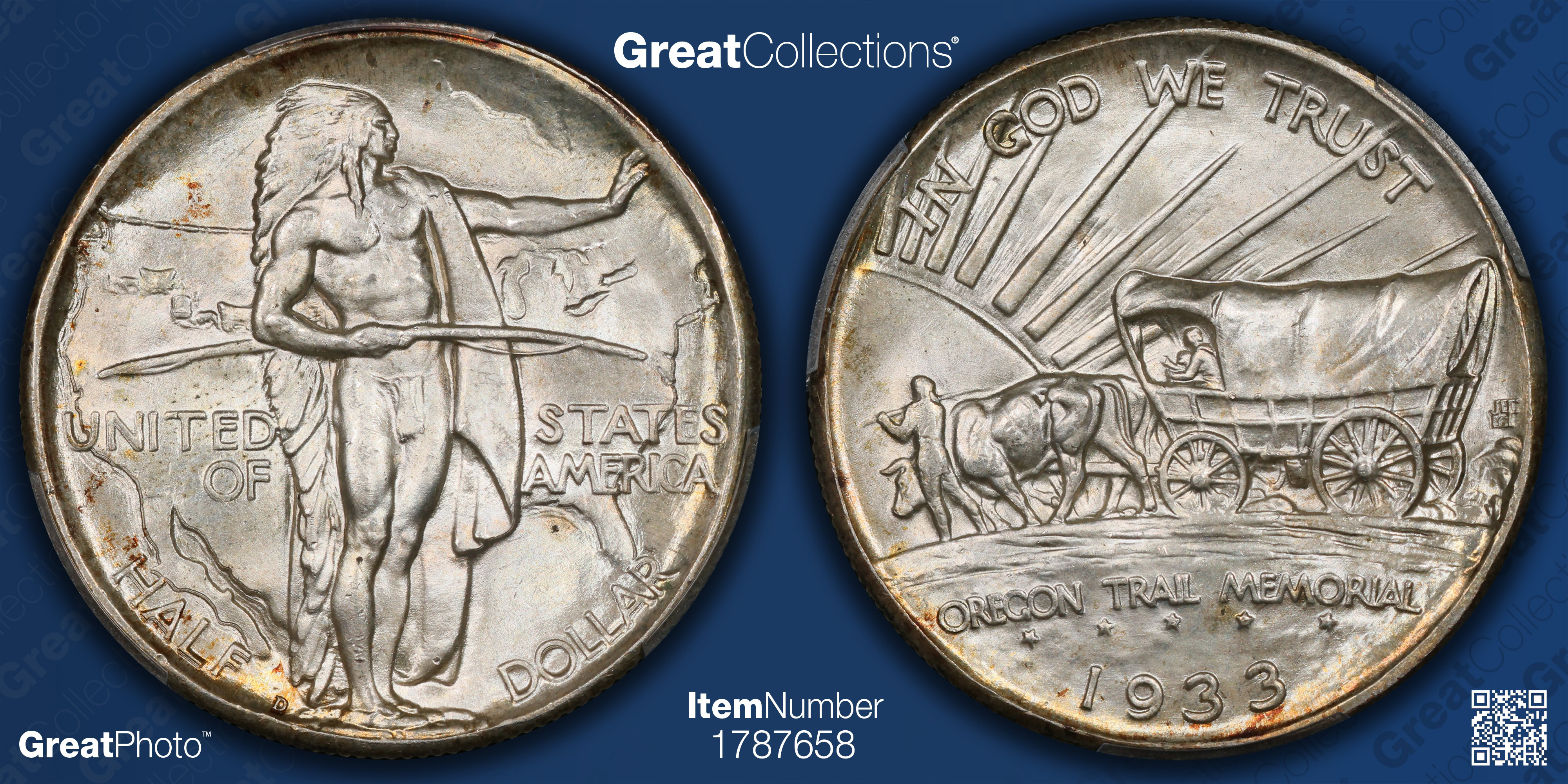 1933-D Oregon Trail Memorial Half Dollar PCGS MS-66 (Item 1787658