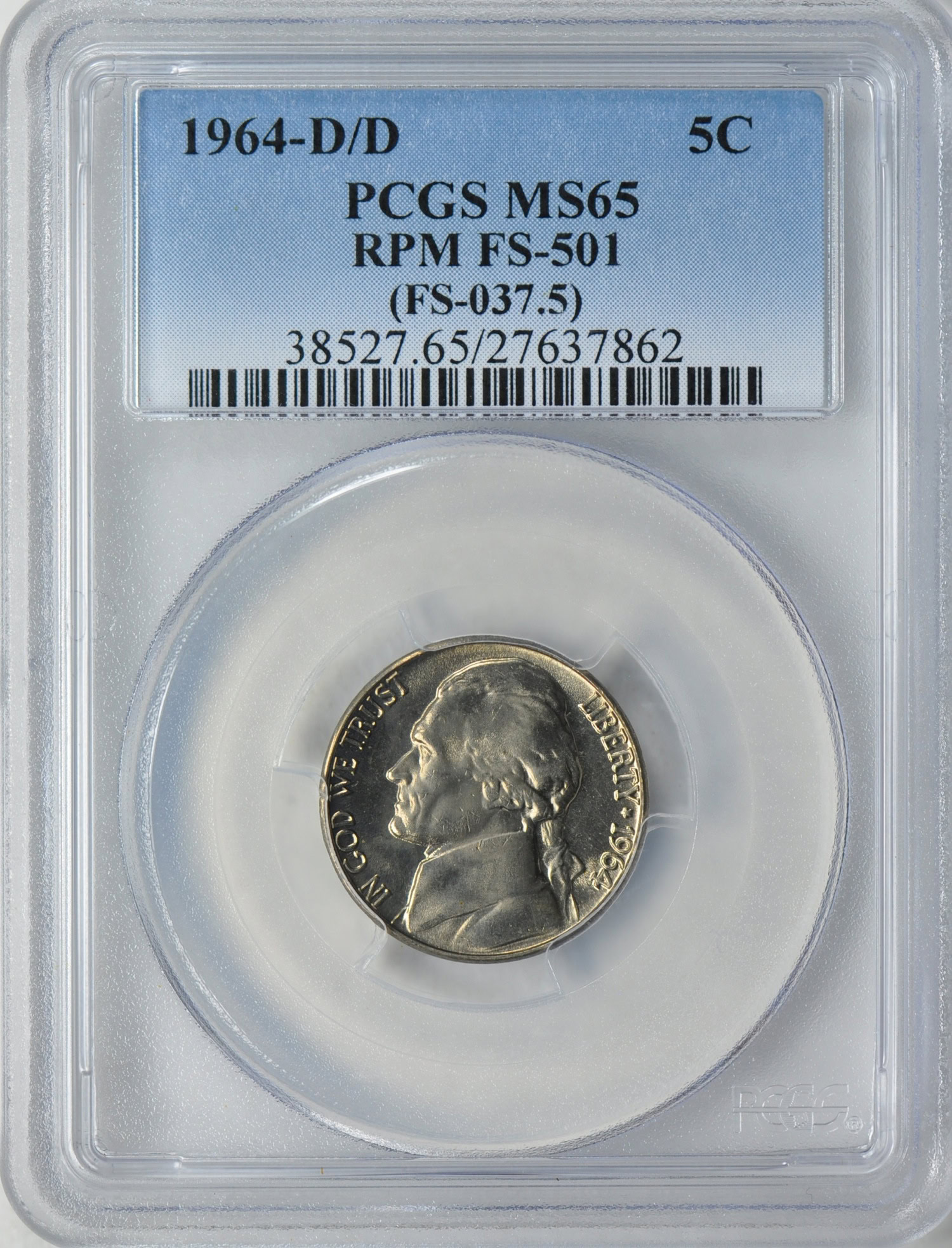 1964-D/D Jefferson Nickel RPM FS-501 (FS-037.5) PCGS MS-65 (Item