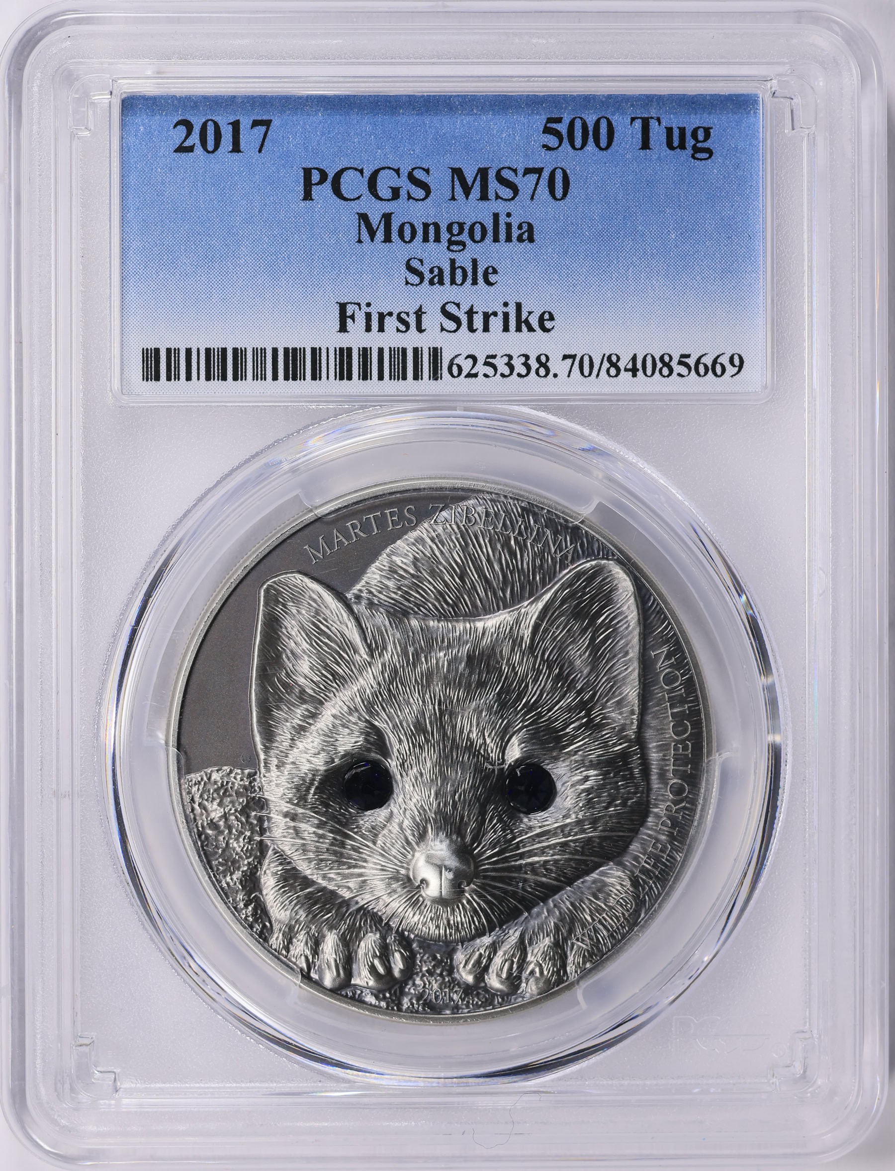Mongolia 2017 Silver 500 Tugrik Sable First Strike PCGS MS-70