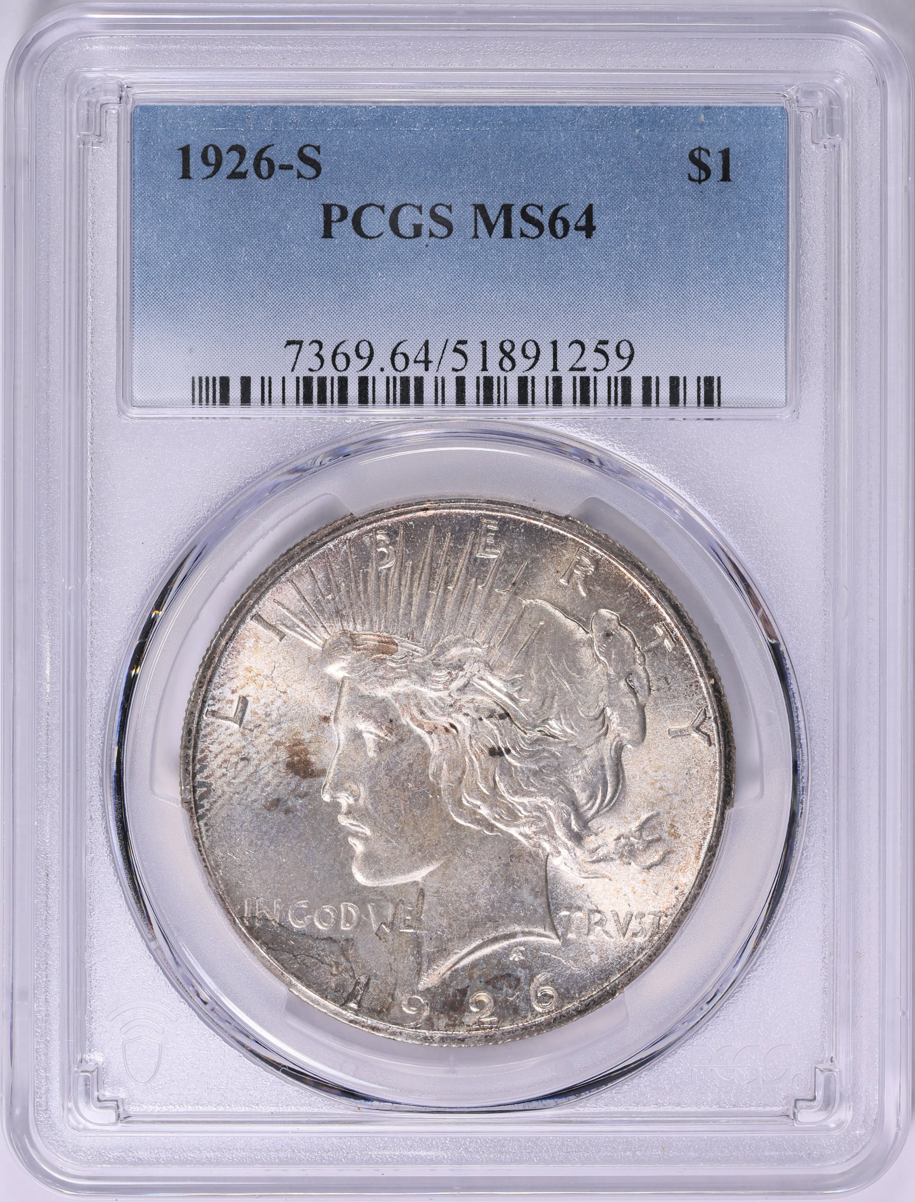 1926-S Peace Silver Dollar PCGS MS-64 (Item 1797077) | GreatCollections ...