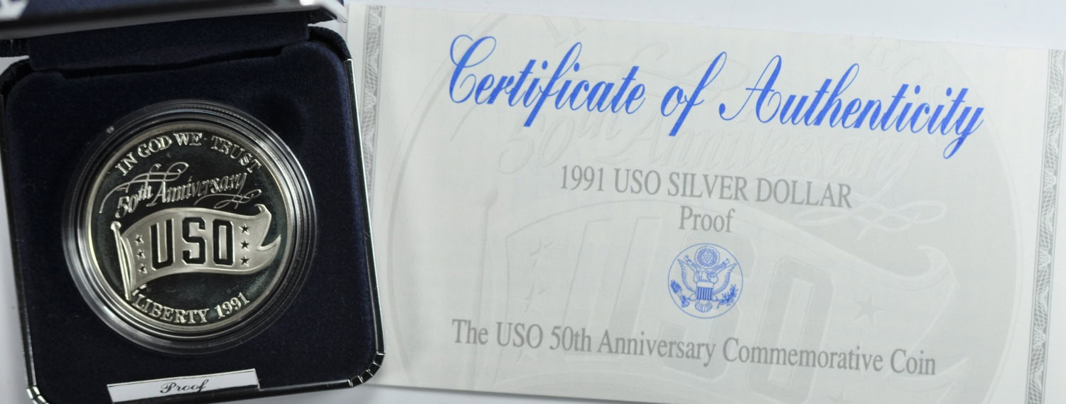 1991-S USO 50th Anniversary Silver Dollar Proof Uncertified in