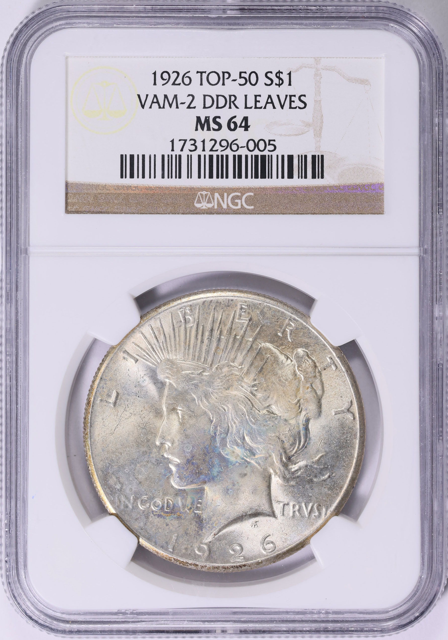 1926 Peace Silver Dollar VAM-2 DDR Leaves Top 50 NGC MS-64 (Item
