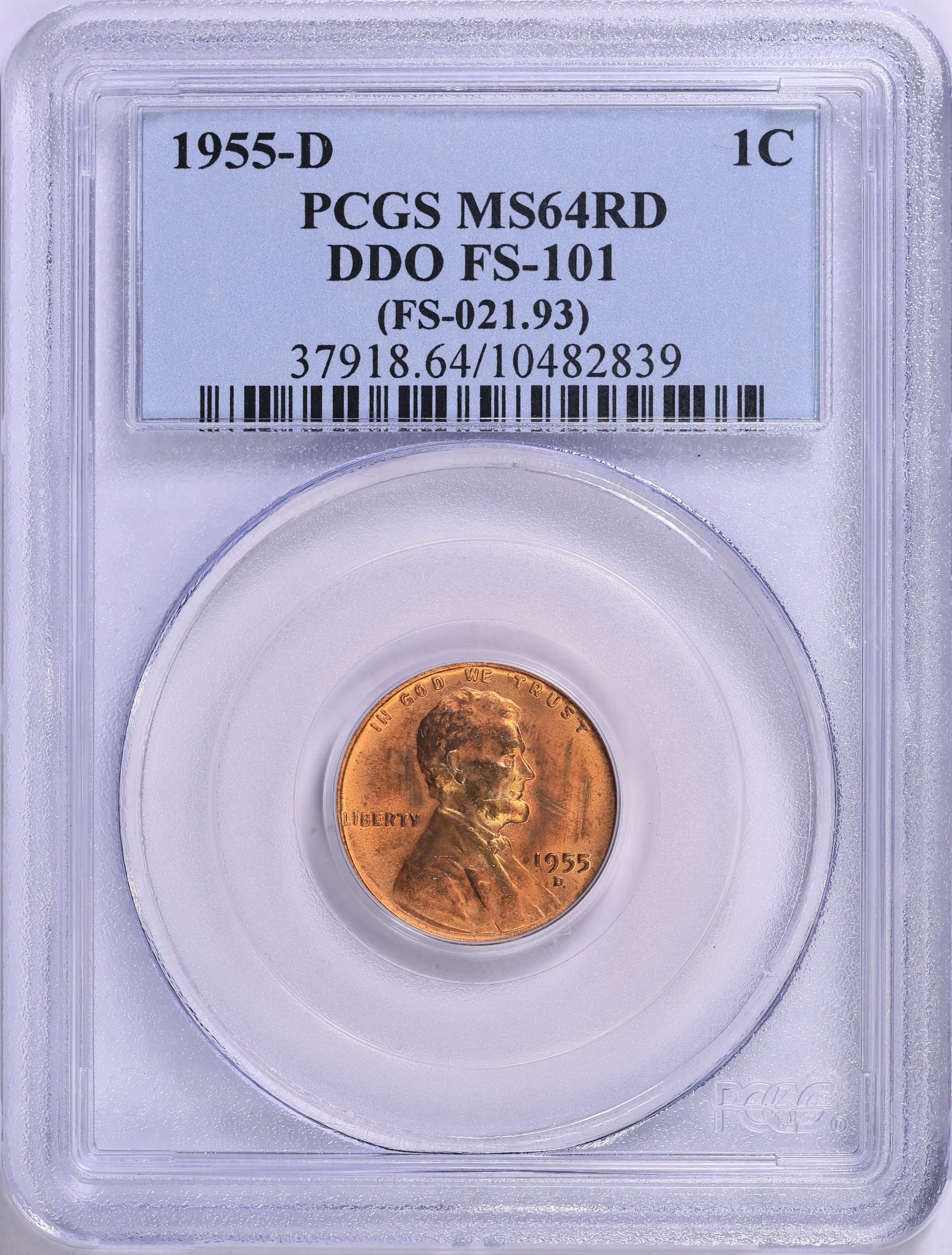 1955-D Lincoln Cent DDO FS-101 (FS-021.93) PCGS MS-64 RD (Item 1799509 ...