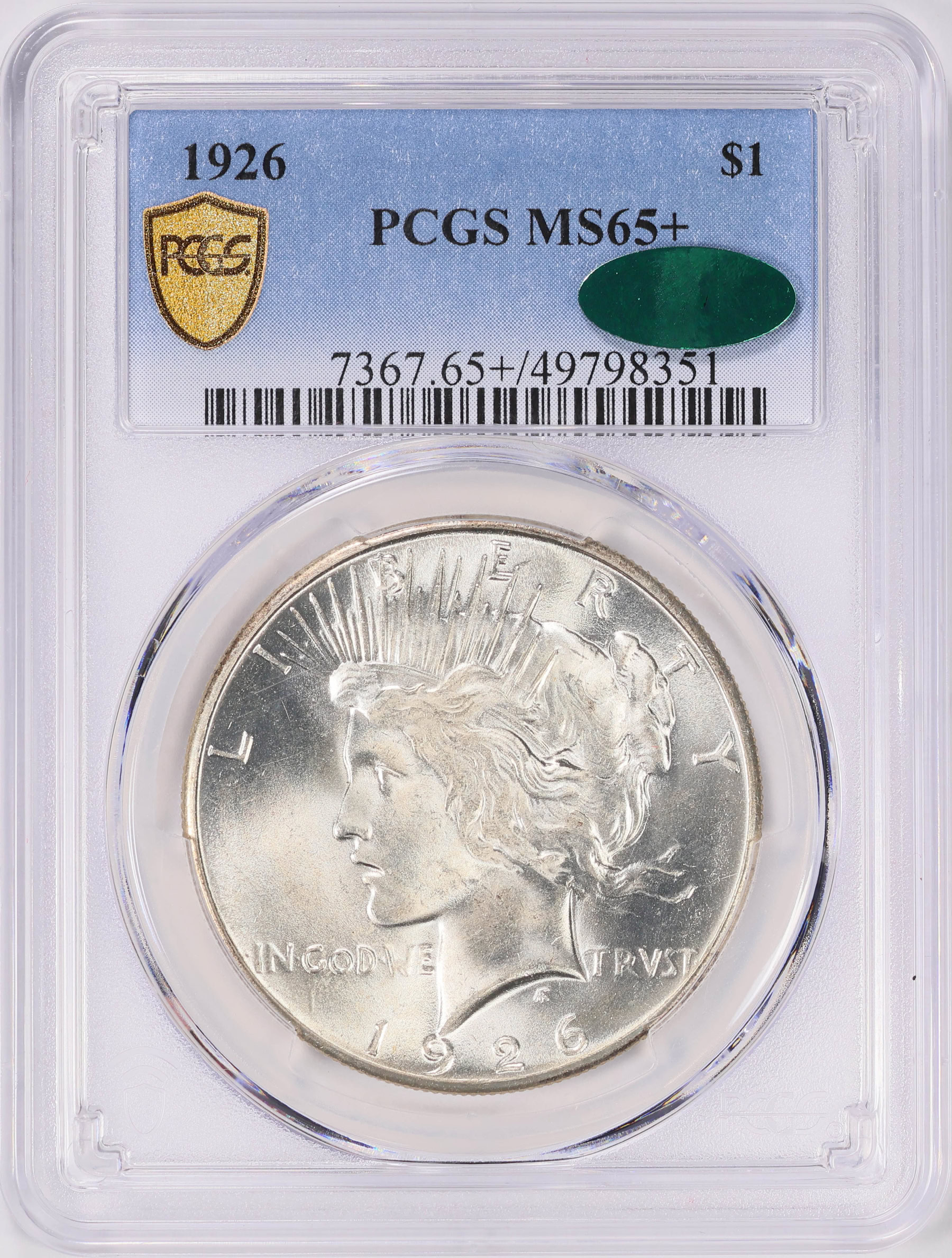 1926 Peace Silver Dollar PCGS MS-65+ (CAC Green) (Item 1801008 ...
