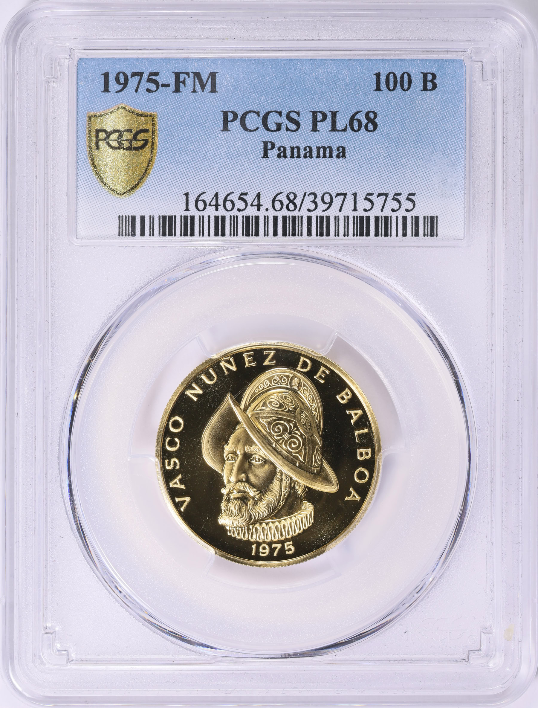 Panama 1975-FM Gold 100 Balboas 500th Anniversary of Vasco Nunez