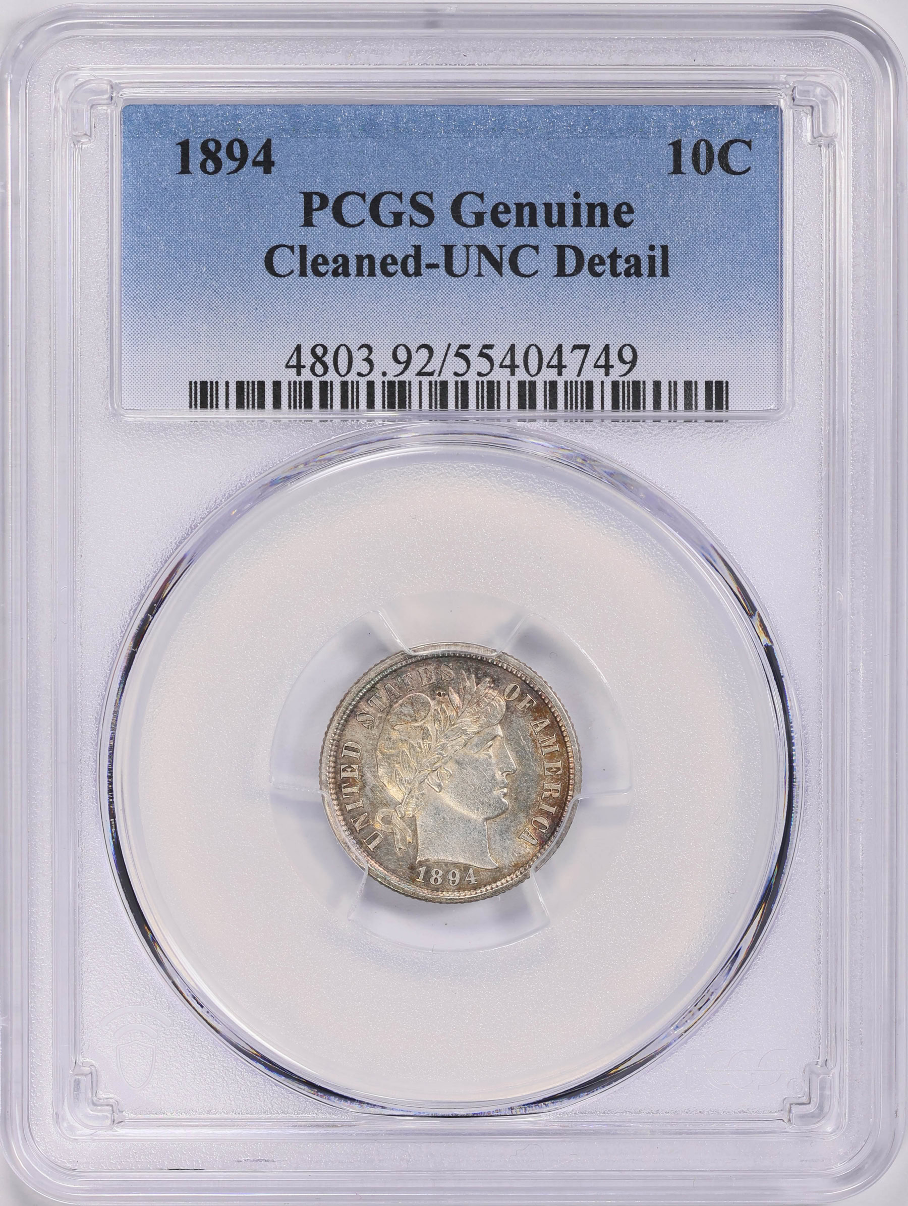 1894 Barber Dime PCGS Genuine Unc Details (Item 1803293 ...
