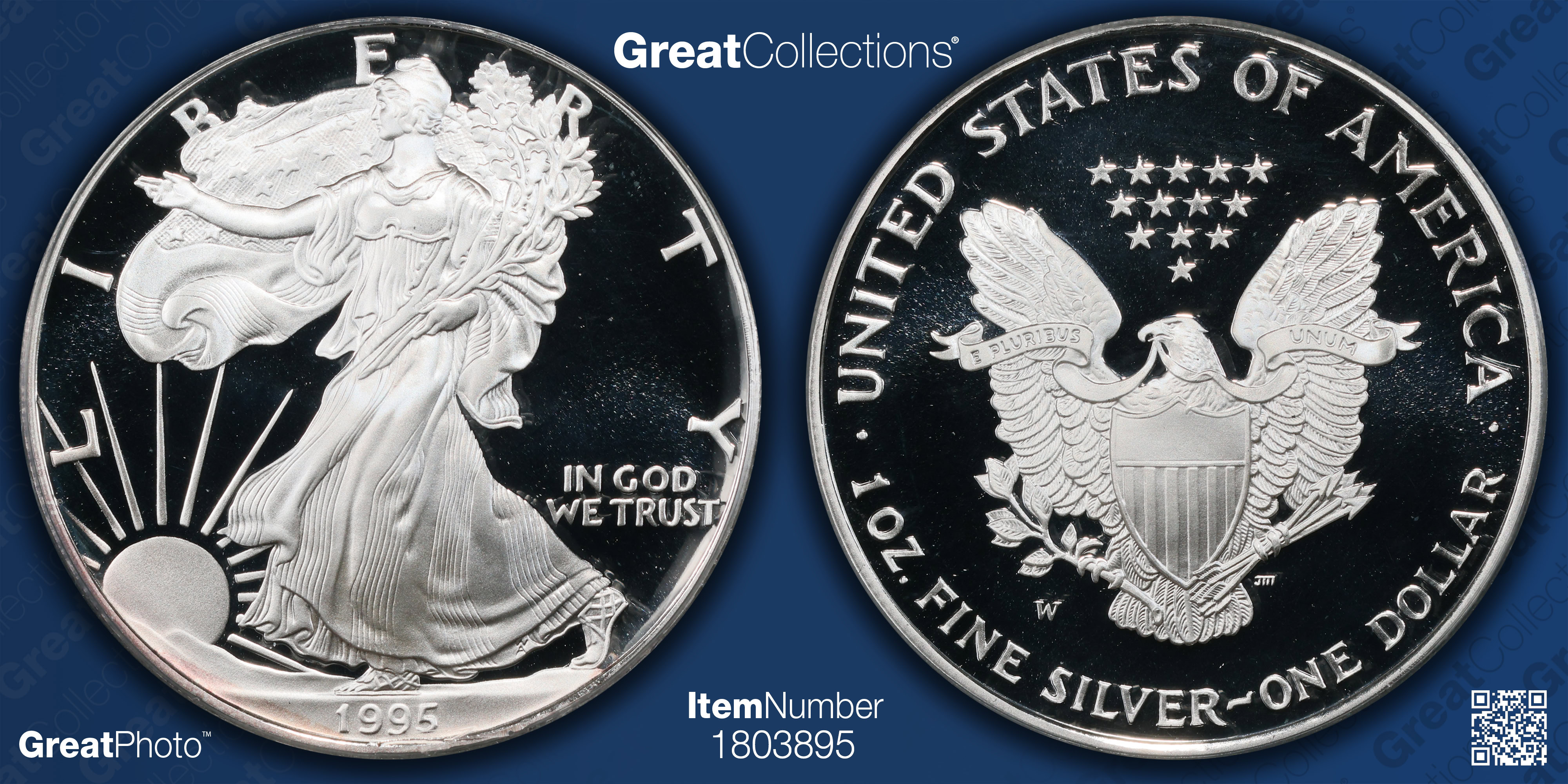 1995-W $1 Silver Eagle (From the 10th Anniversary Set) PCGS Proof