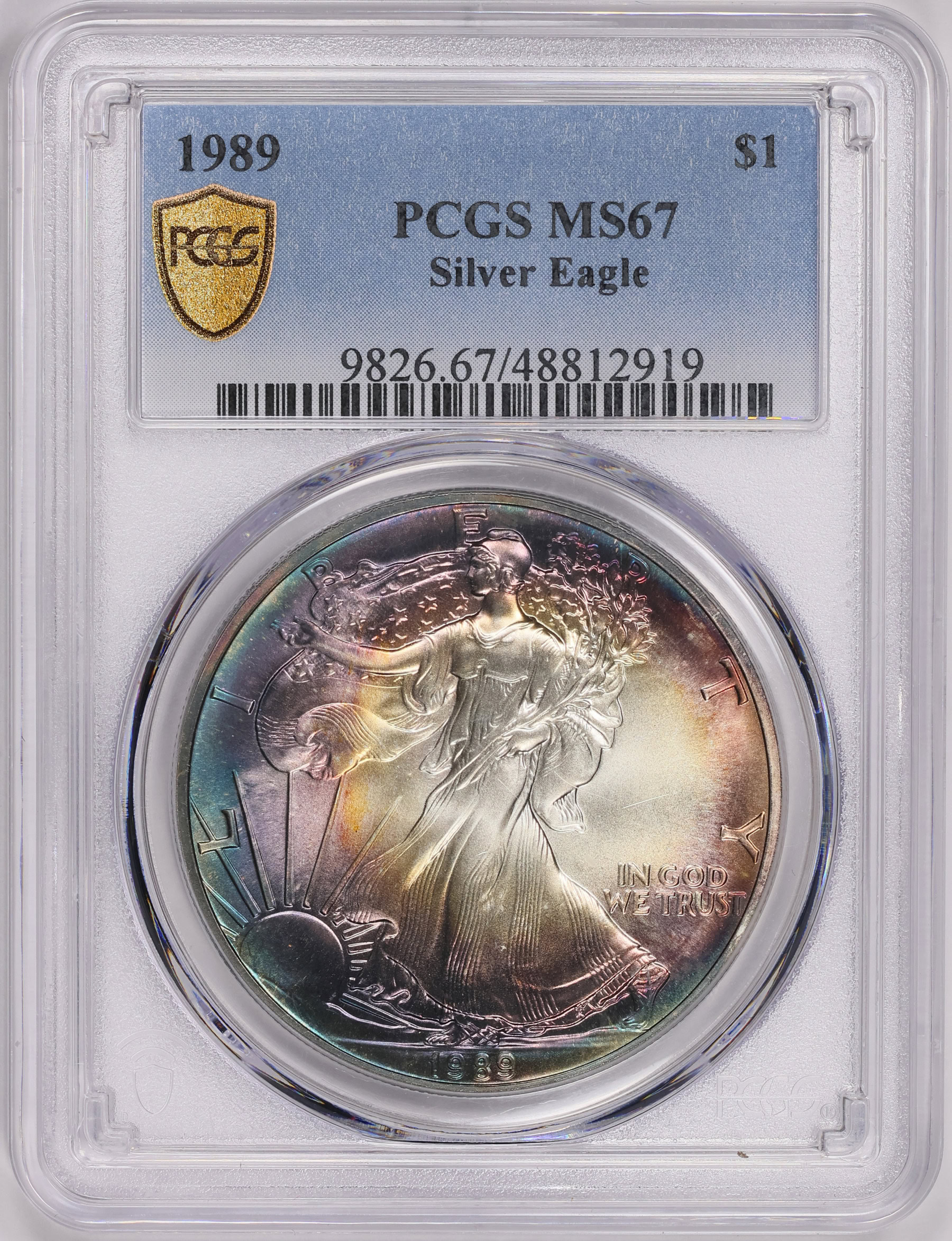 1989 $1 Silver Eagle PCGS MS-67 (Toned) (Item 1803967