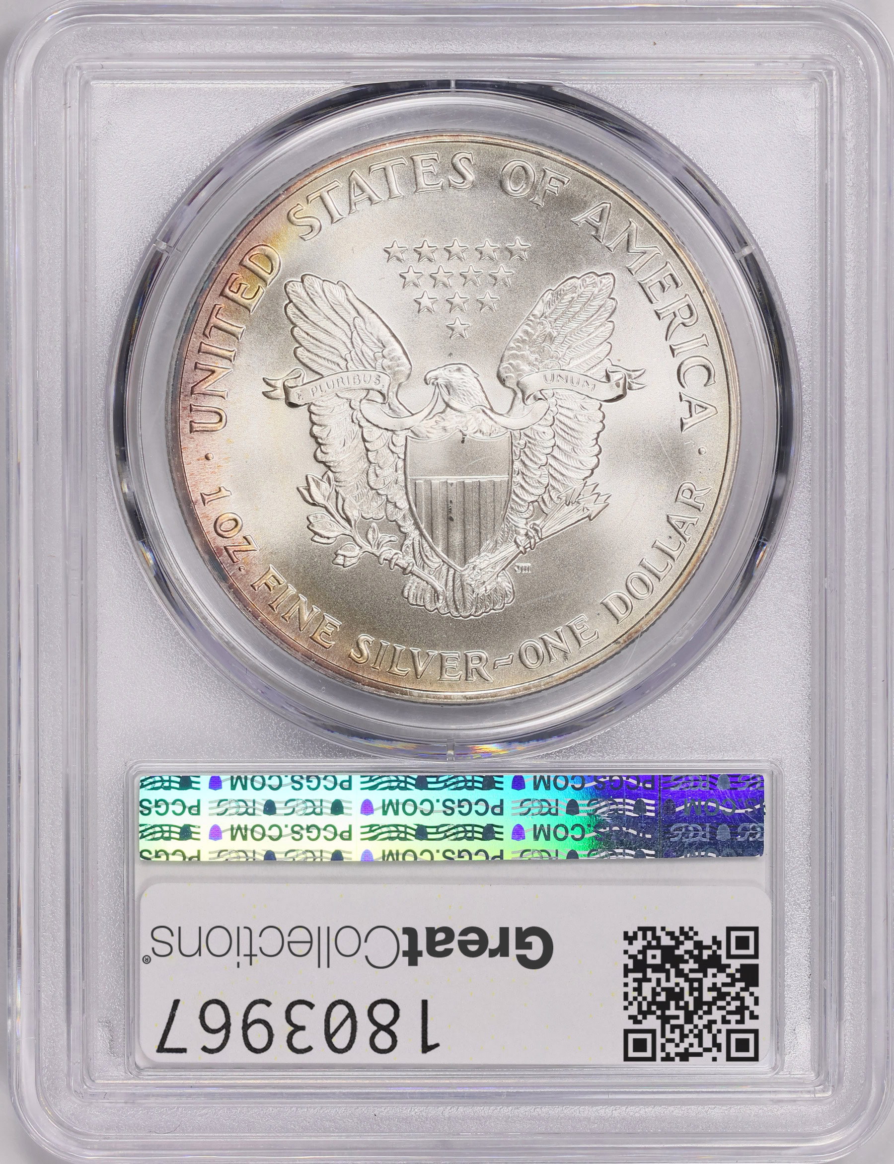 1989 $1 Silver Eagle PCGS MS-67 (Toned) (Item 1803967